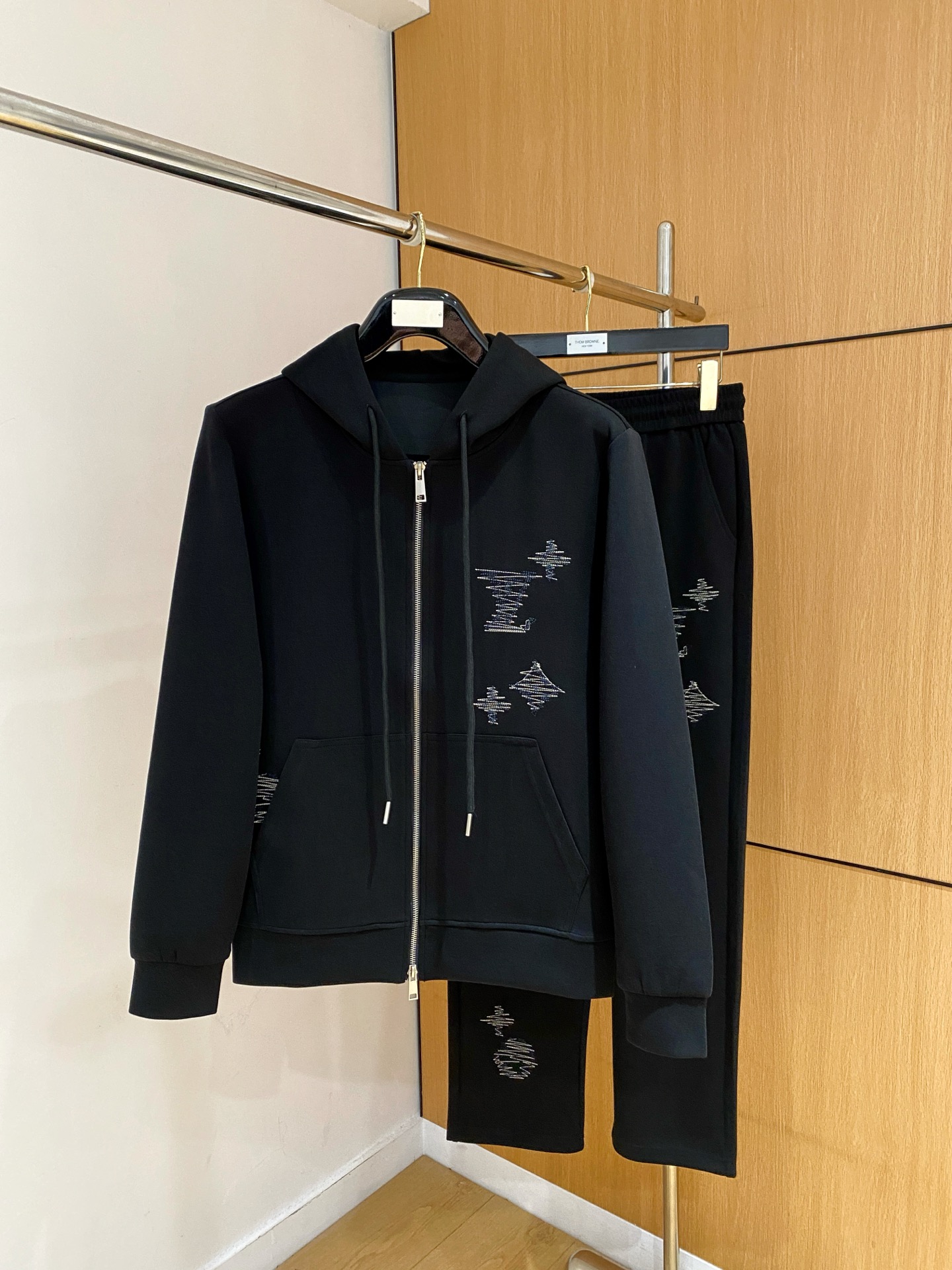 Louis Vuitton Black Zip Hoodie and Pants Set