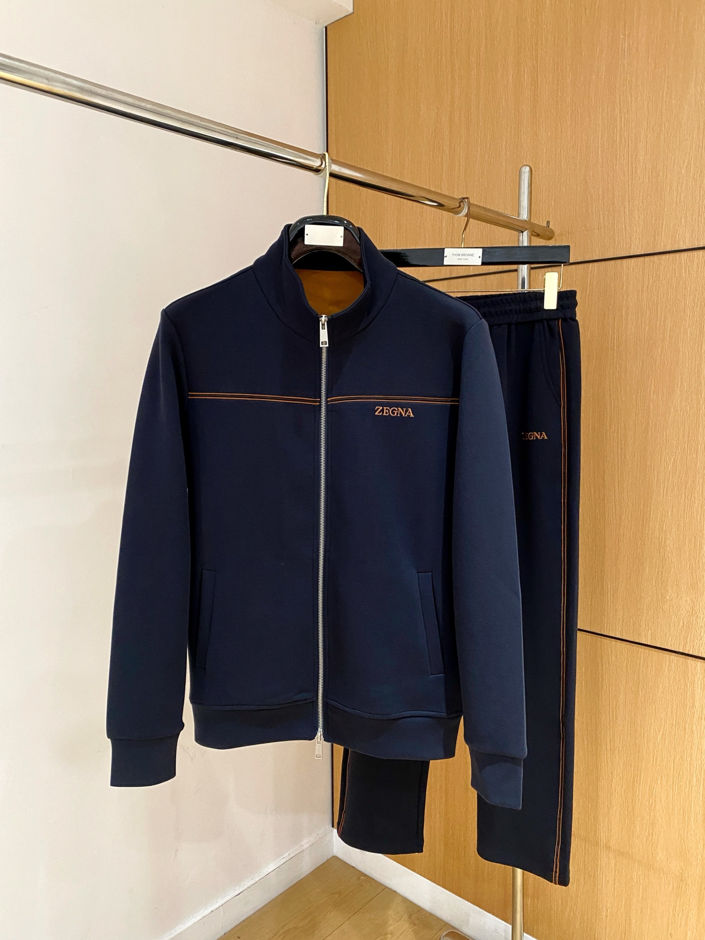 Zegna Navy Zip Jacket and Pants Set