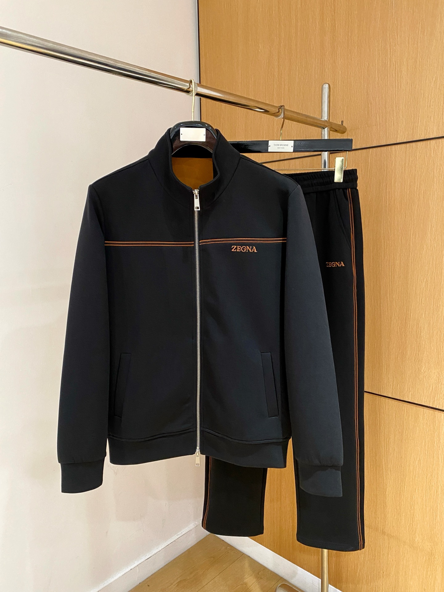 Zegna Black Zip Jacket and Pants Set
