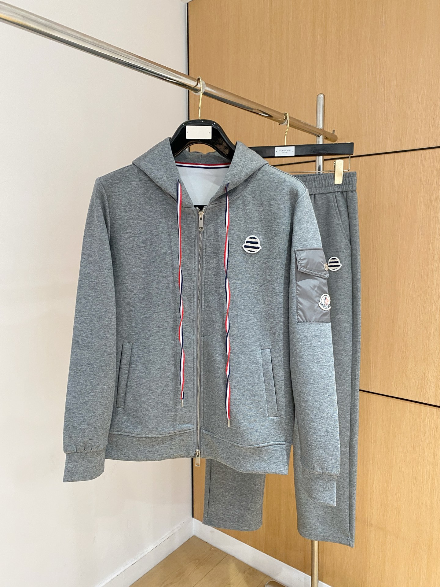 Moncler Gray Zip Hoodie and Pants Set