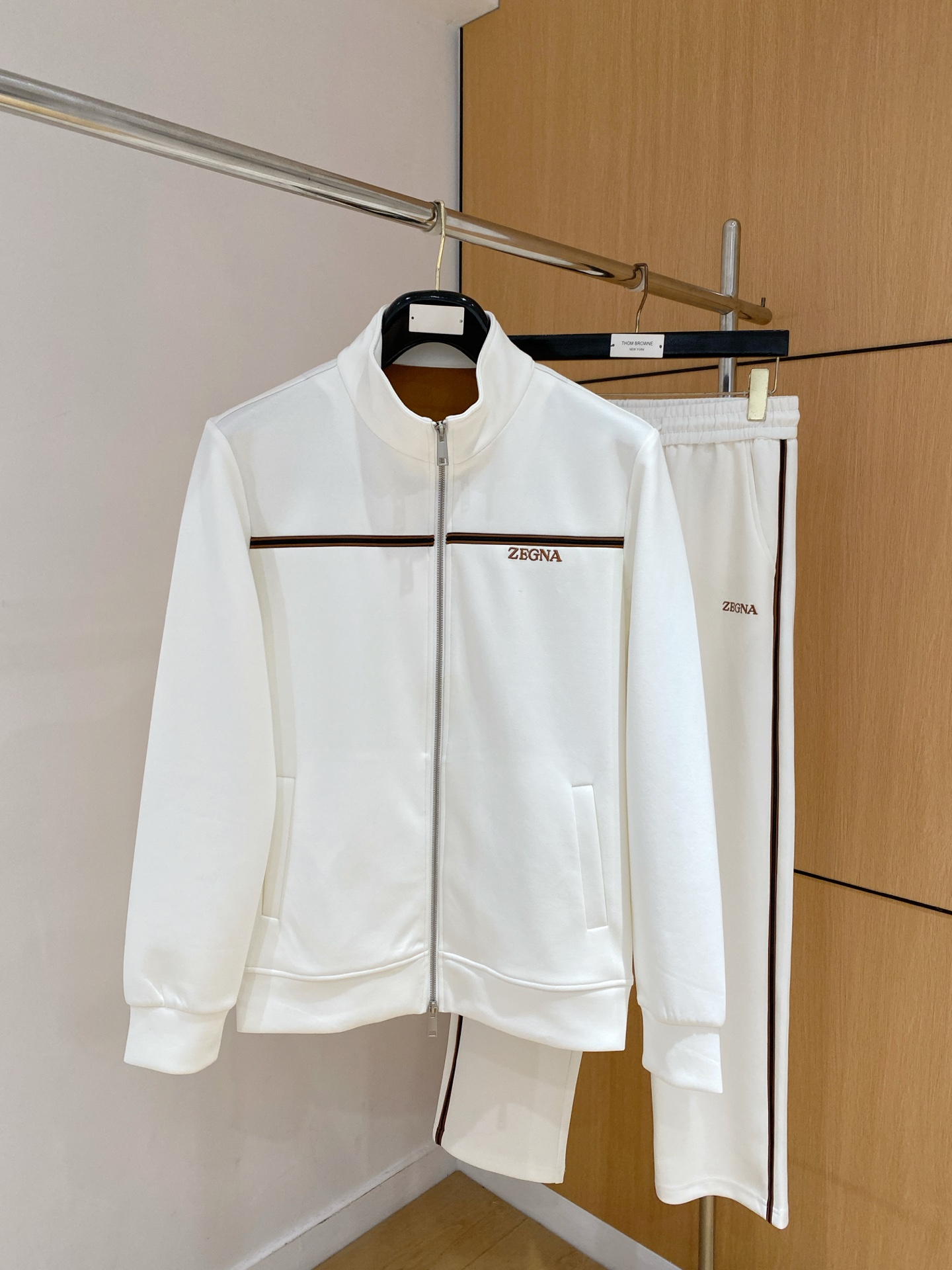 Zegna White Zip Jacket and Pants Set