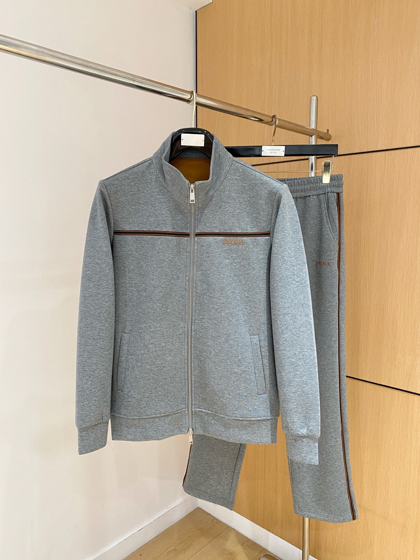 Zegna Gray Zip Jacket and Pants Set