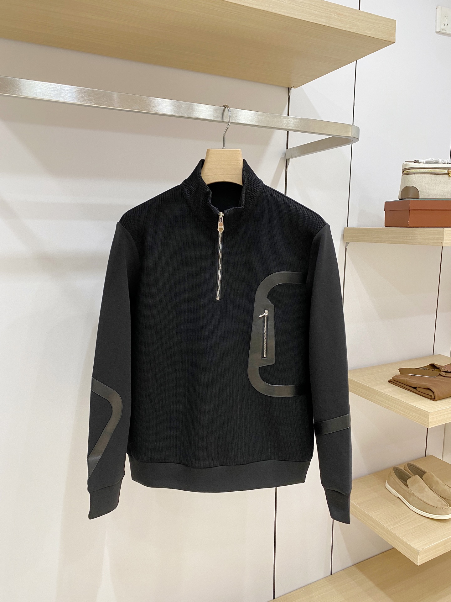 Hermes Black Half Zip Sweatshirt
