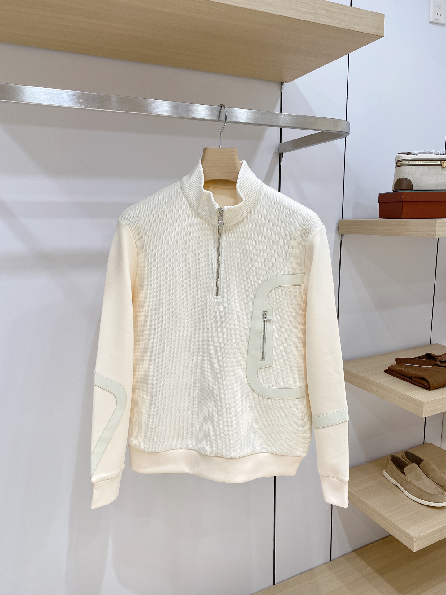 Hermes Cream Half Zip Sweatshirt