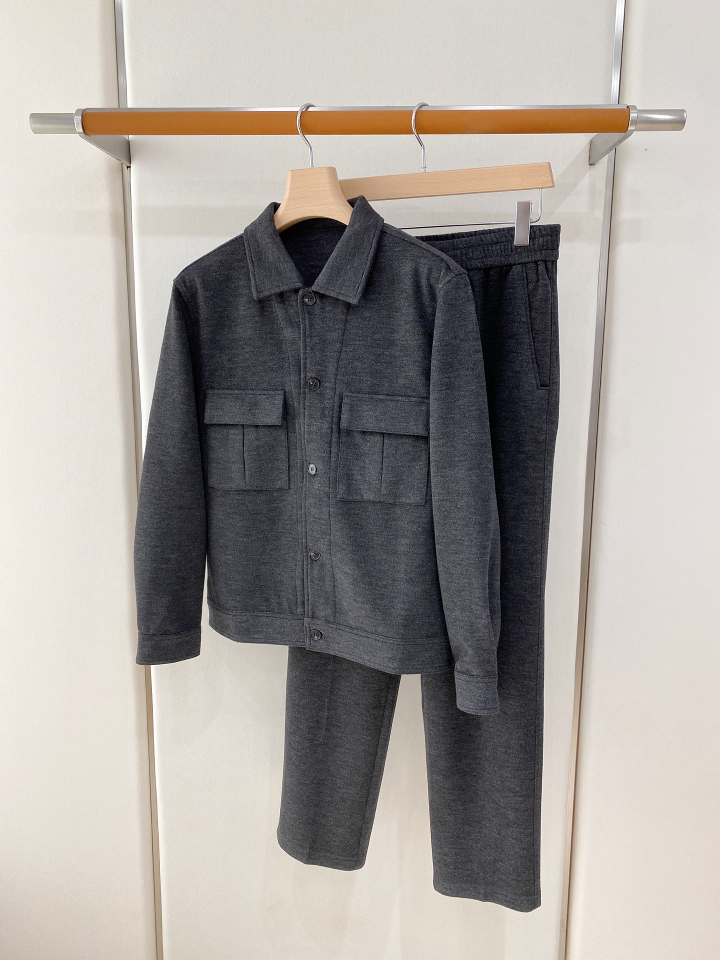 Zegna Gray Pocket Jacket and Pants Set