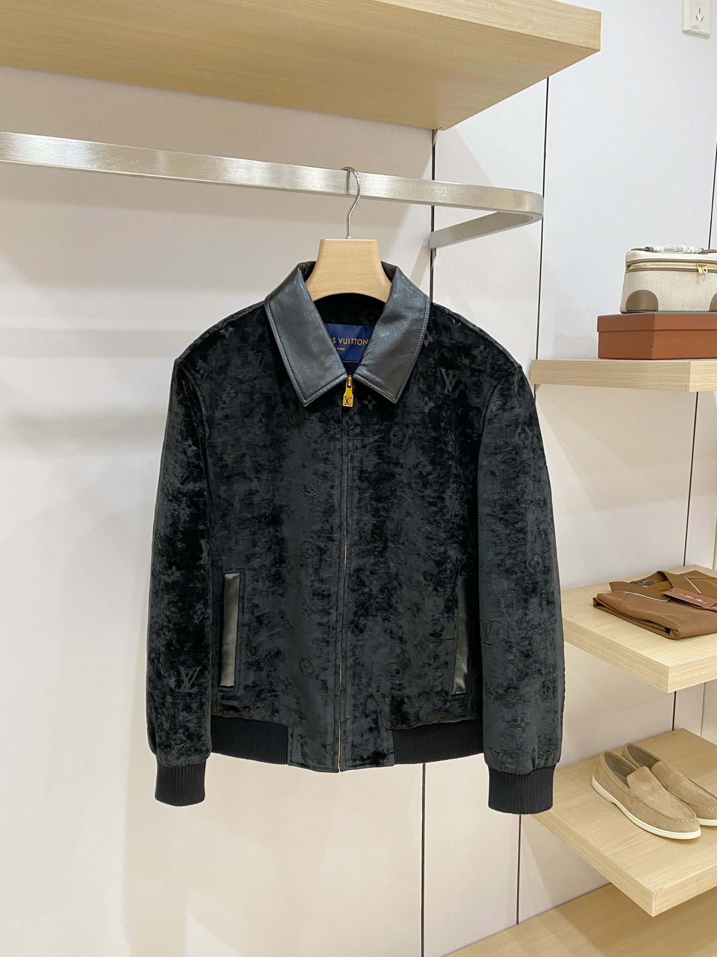 Louis Vuitton Black Contrast Collar Zip Jacket