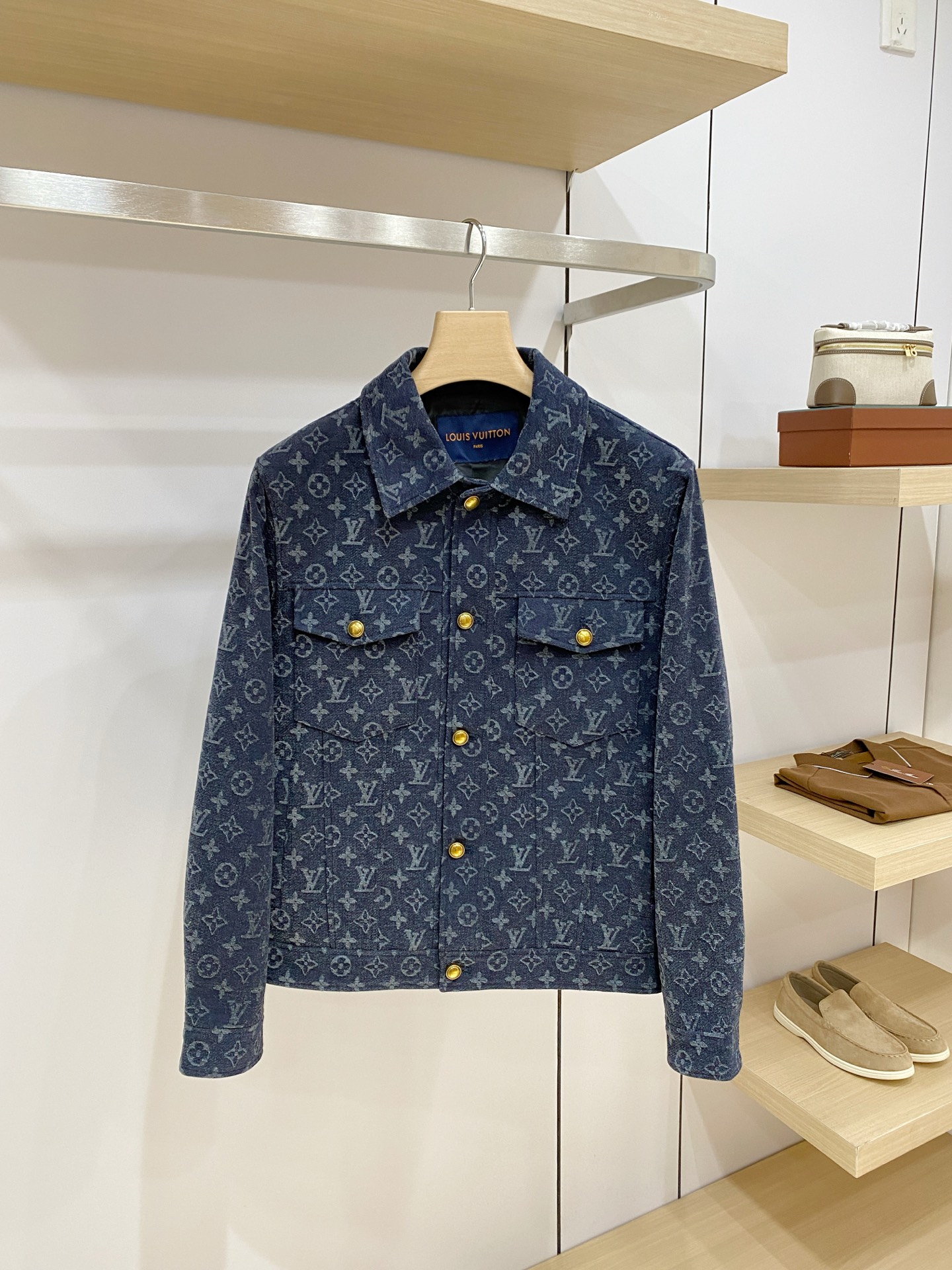 Louis Vuitton Blue Monogram Button Jacket