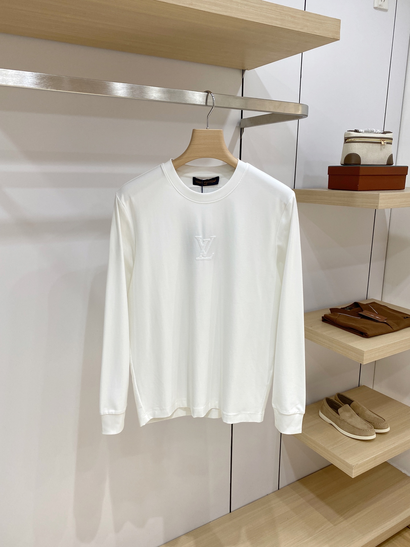Louis Vuitton White Chest Logo Long Sleeve T Shirt