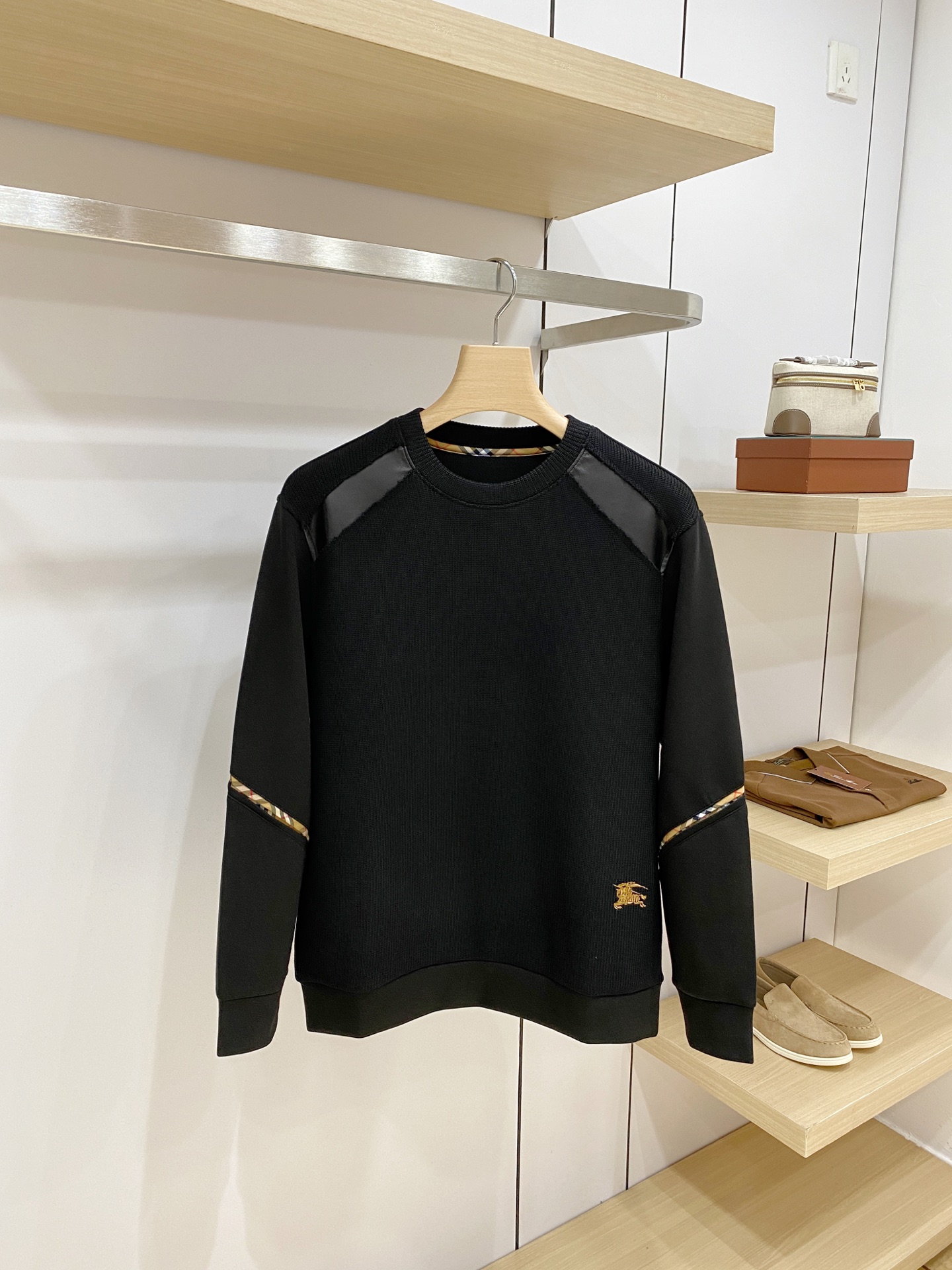 Burberry Black Check Trim Sweatshirt