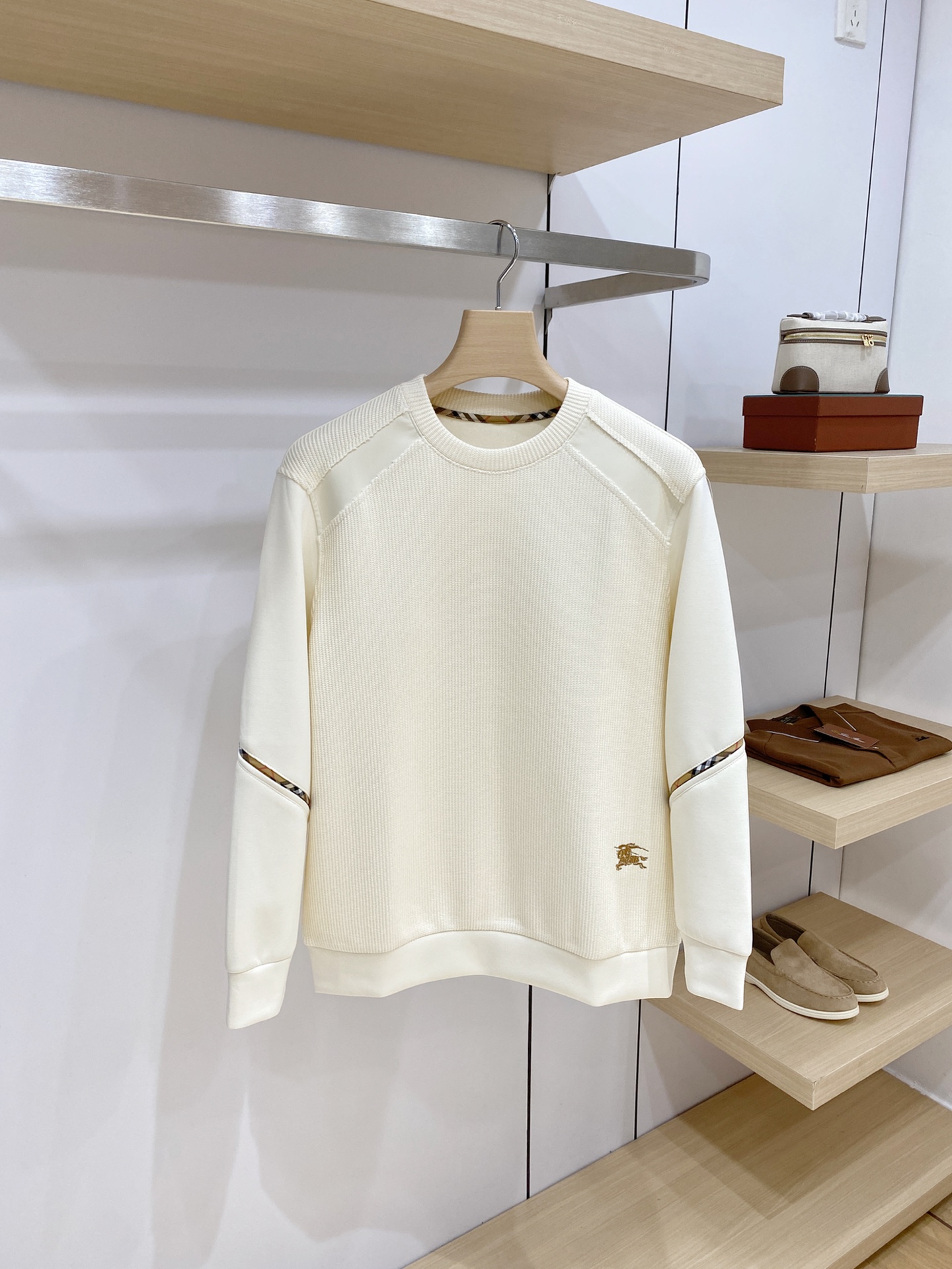 Burberry Cream Check Trim Sweatshirt