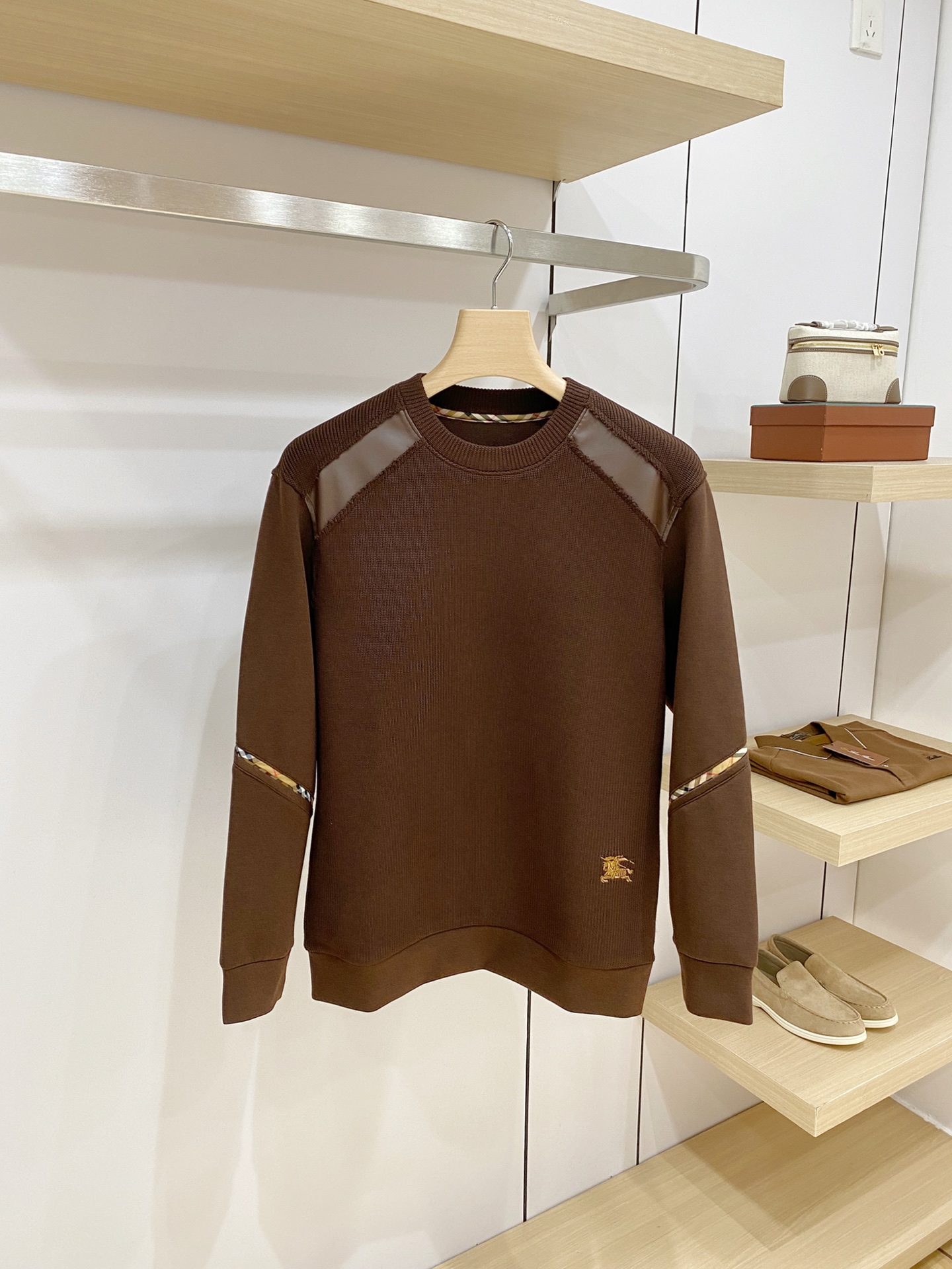 Burberry Brown Check Trim Sweatshirt
