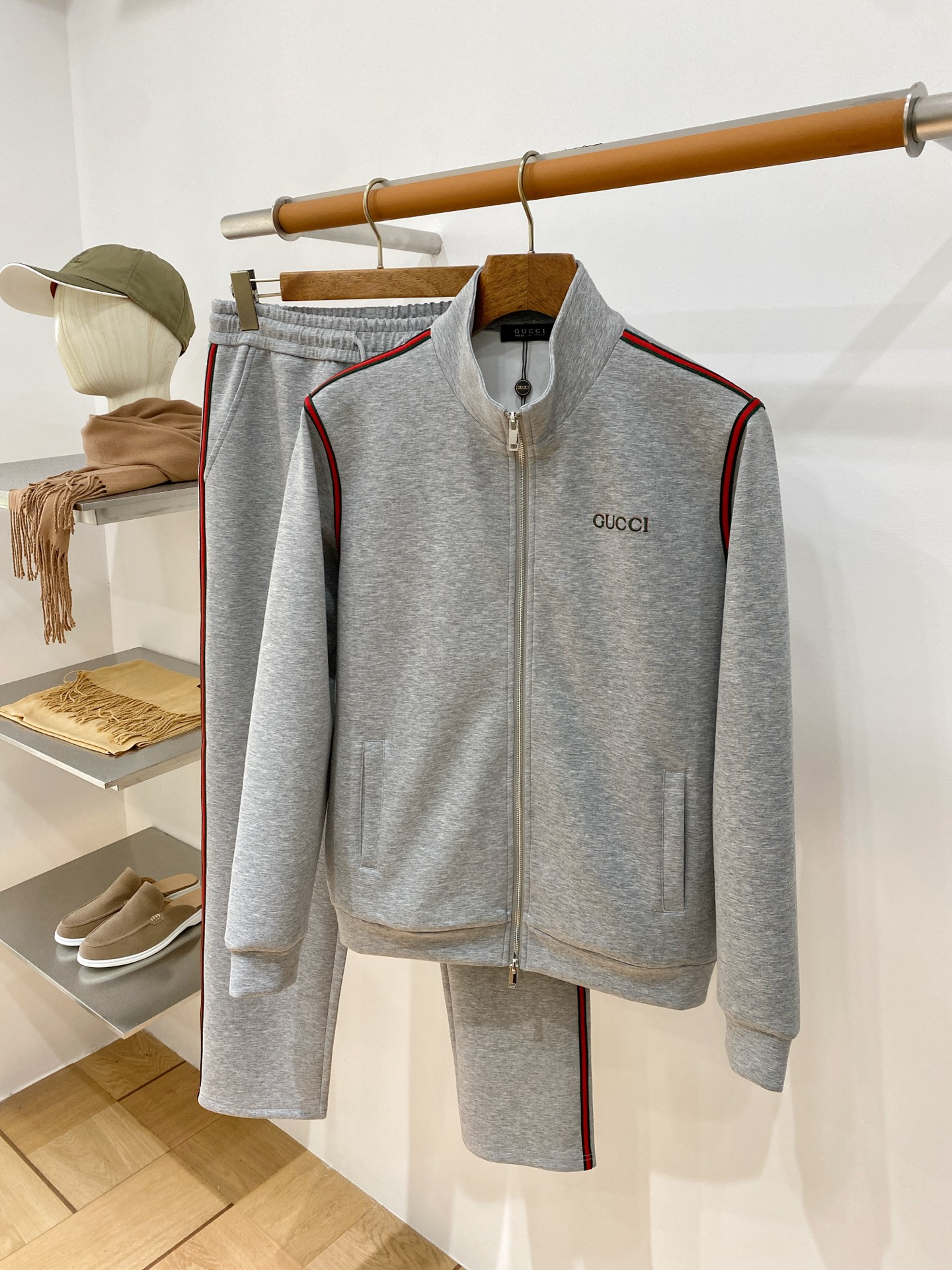 Gucci Gray Stripe Zip Jacket