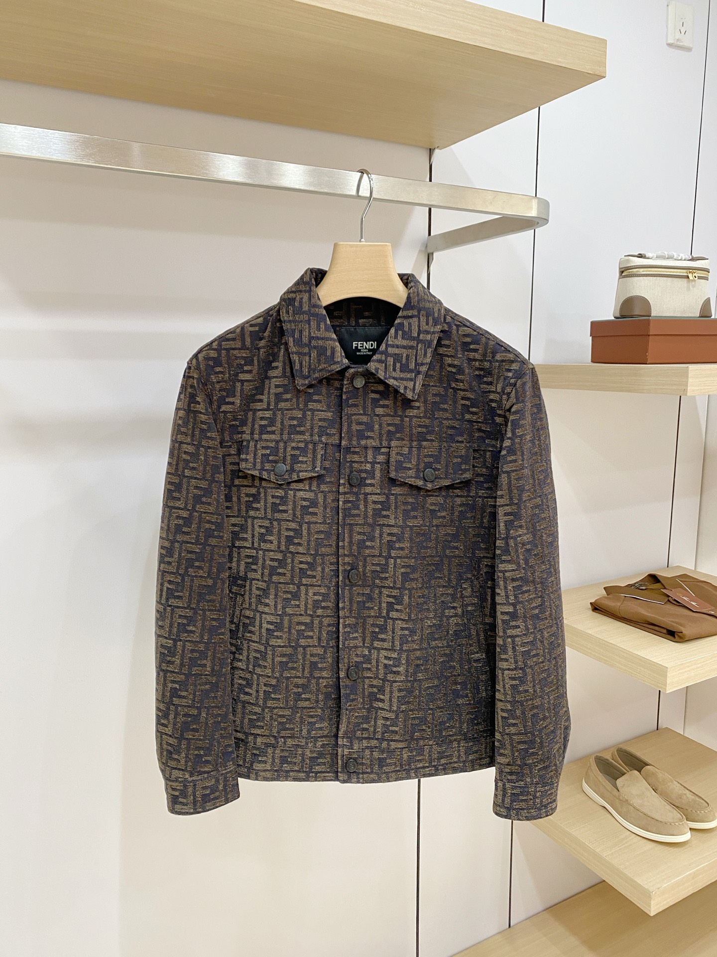 Fendi Brown Patterned Button Jacket