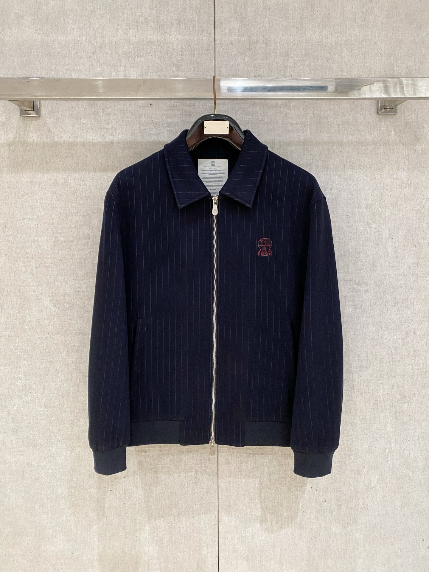 Brunello Cucinelli Navy Collared Zip Cardigan
