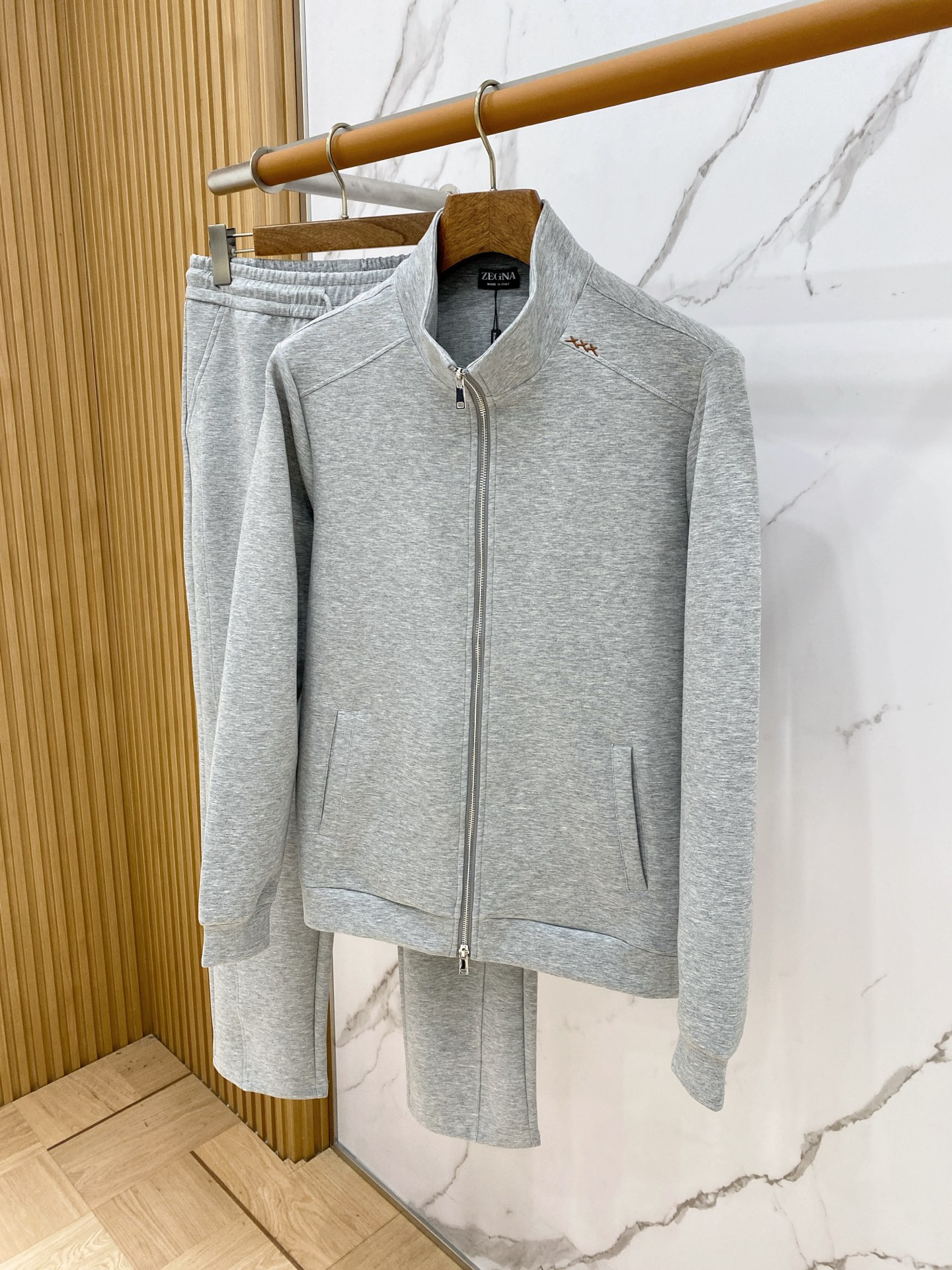 Zegna Gray Zip Jacket and Pants Set