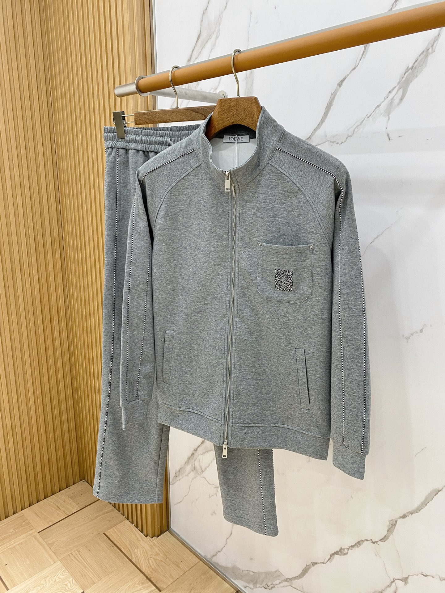 Loewe Gray Pocket Jacket and Pants Set