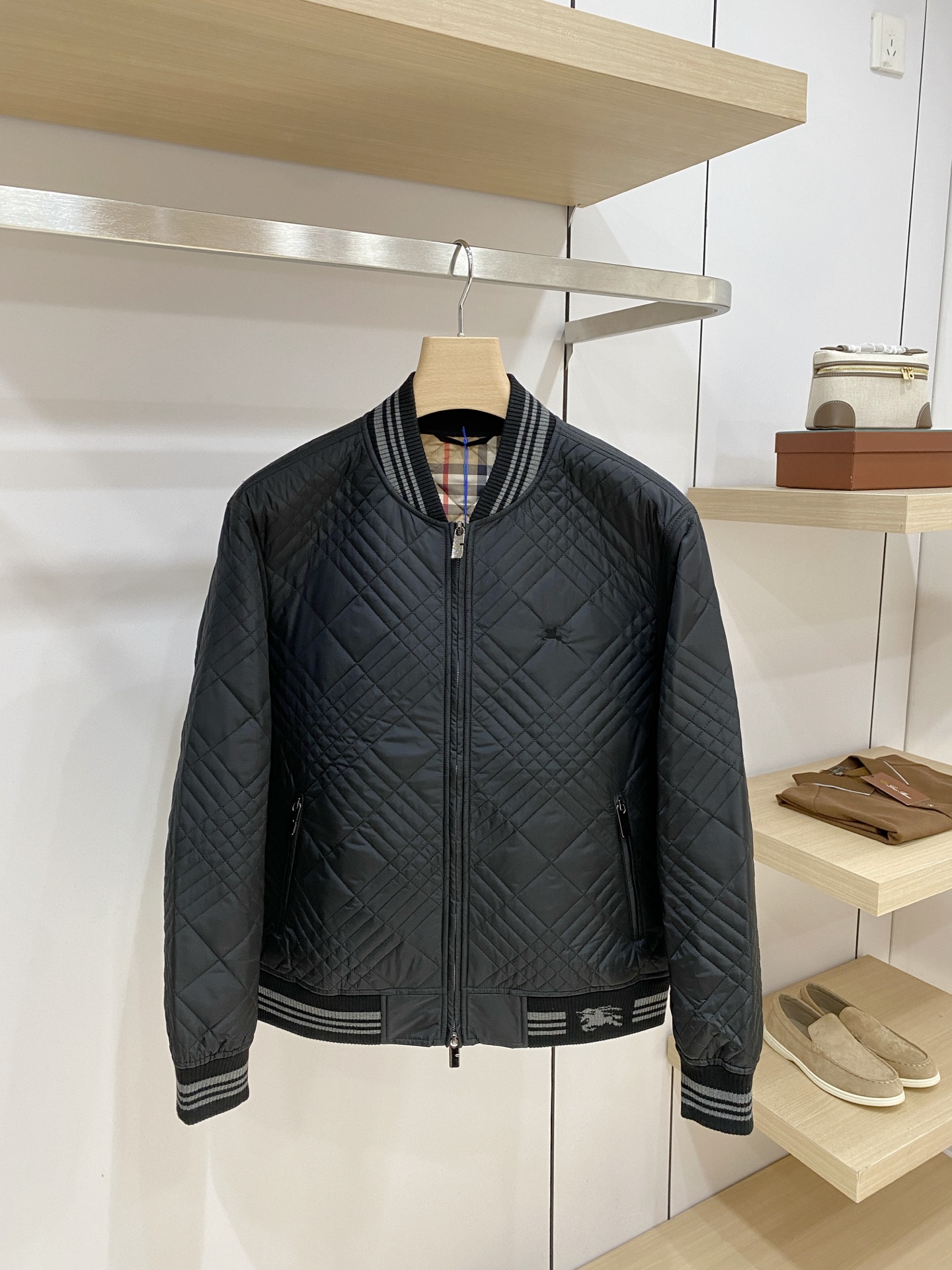 Burberry Black Quilted Bomber Jacket