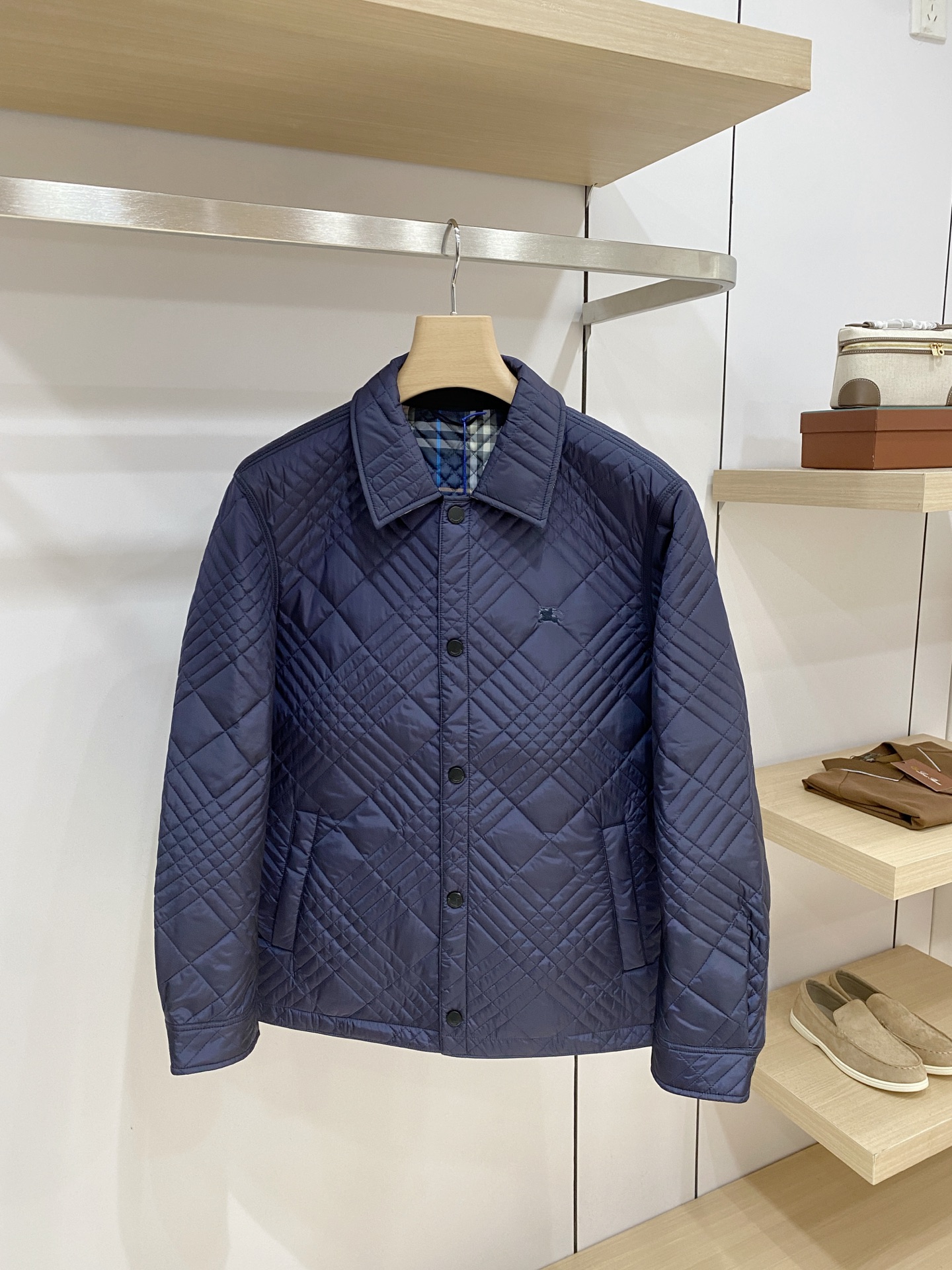 Burberry Navy Diamond Quilted Jacket