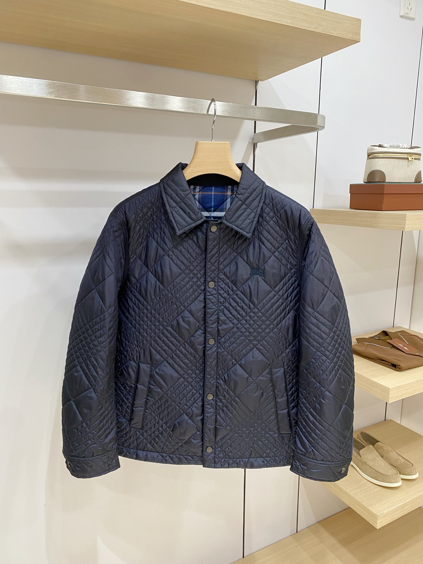 Burberry Navy Diamond Quilted Jacket