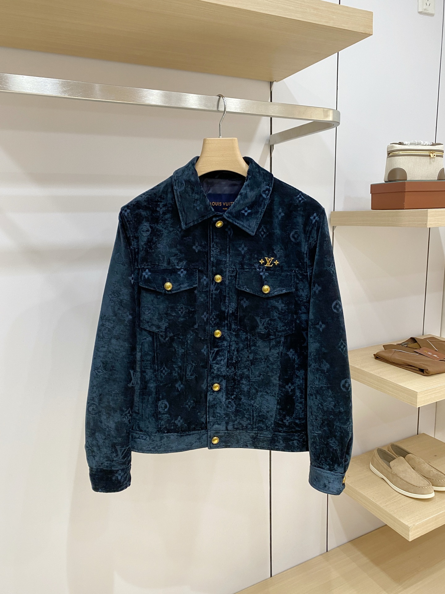 Louis Vuitton Blue Monogram Button Jacket
