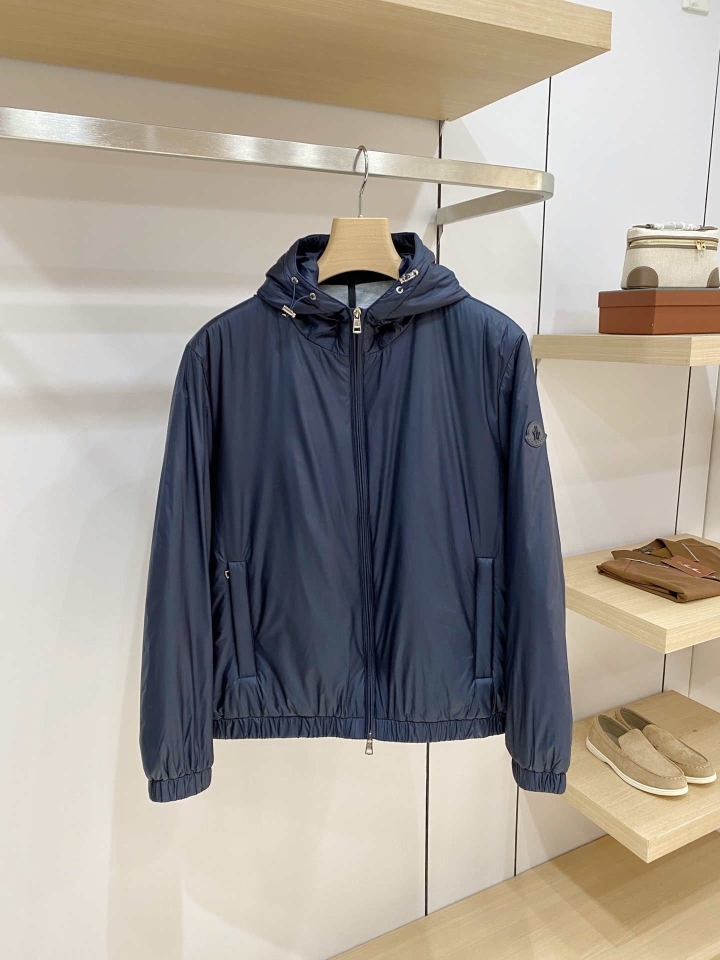 Moncler Navy Hooded Zip Jacket