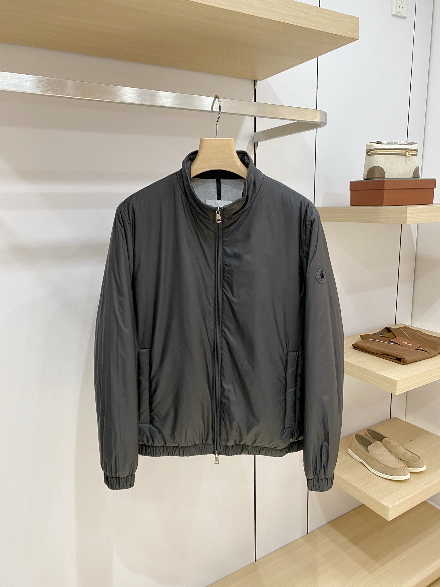 Moncler Gray Stand Collar Zip Jacket