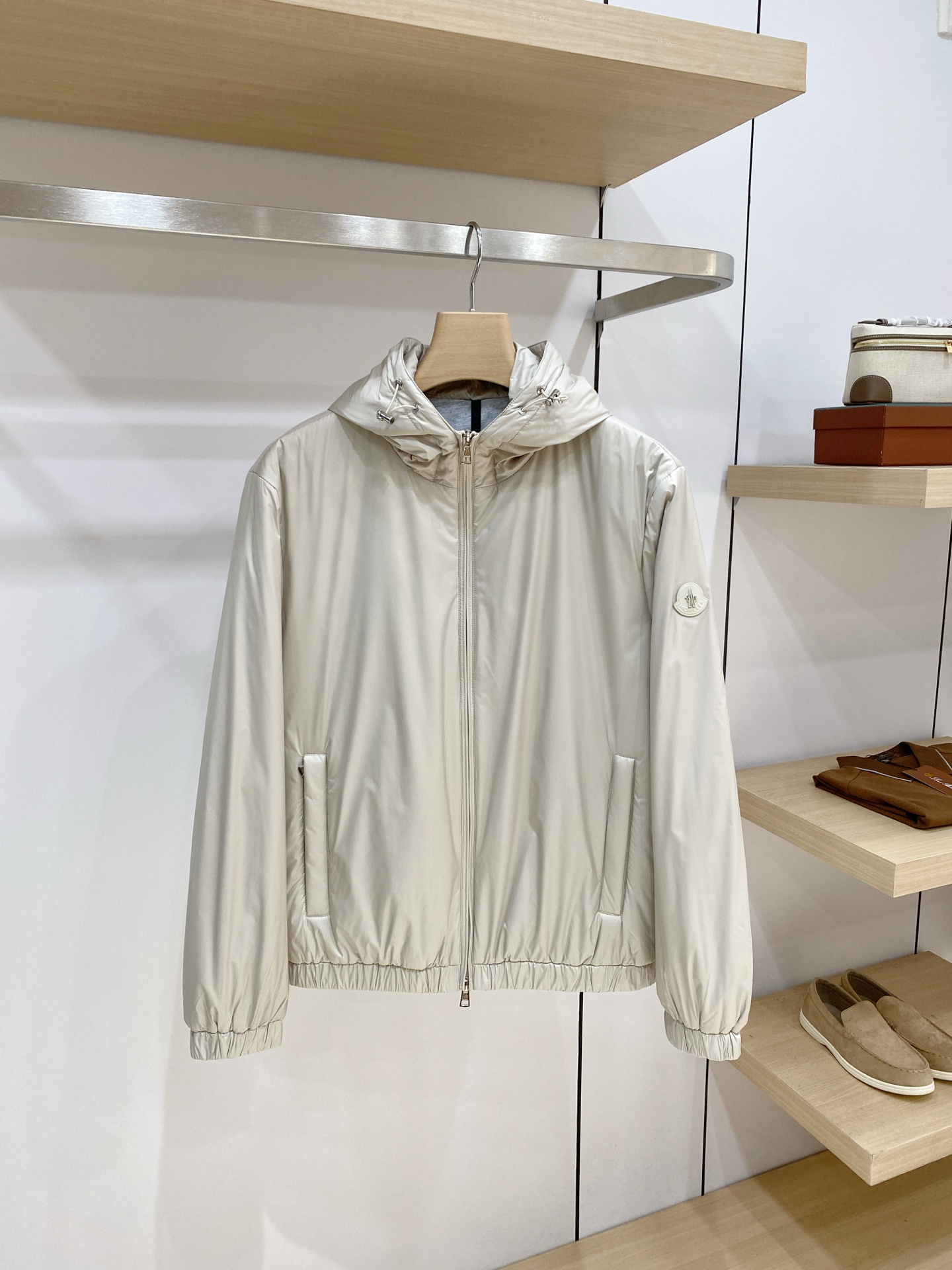 Moncler White Hooded Zip Jacket