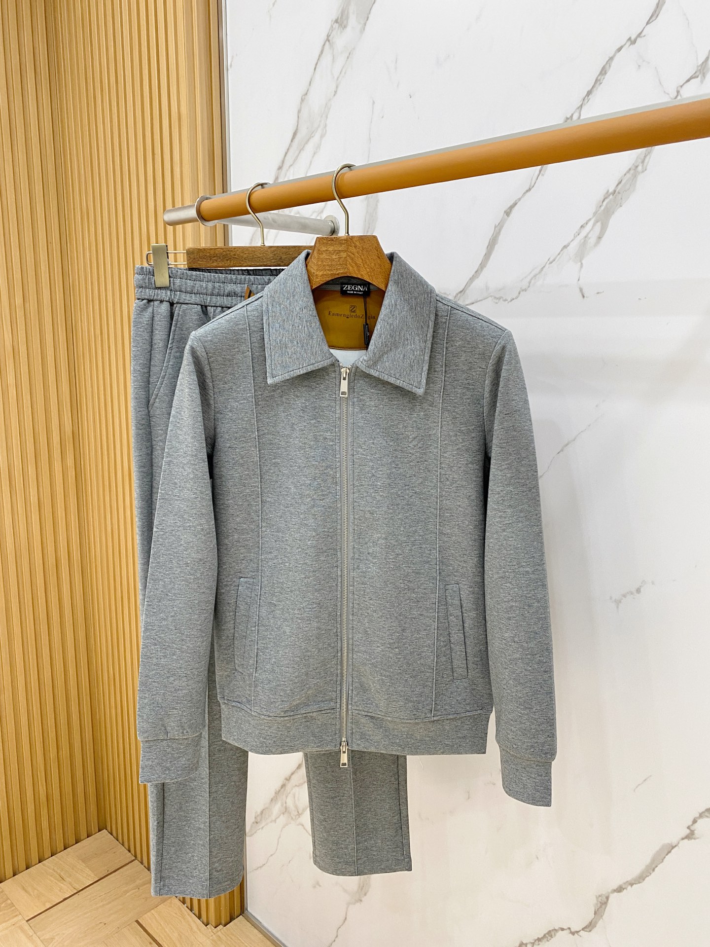 Zegna Gray Zip Jacket and Pants Set