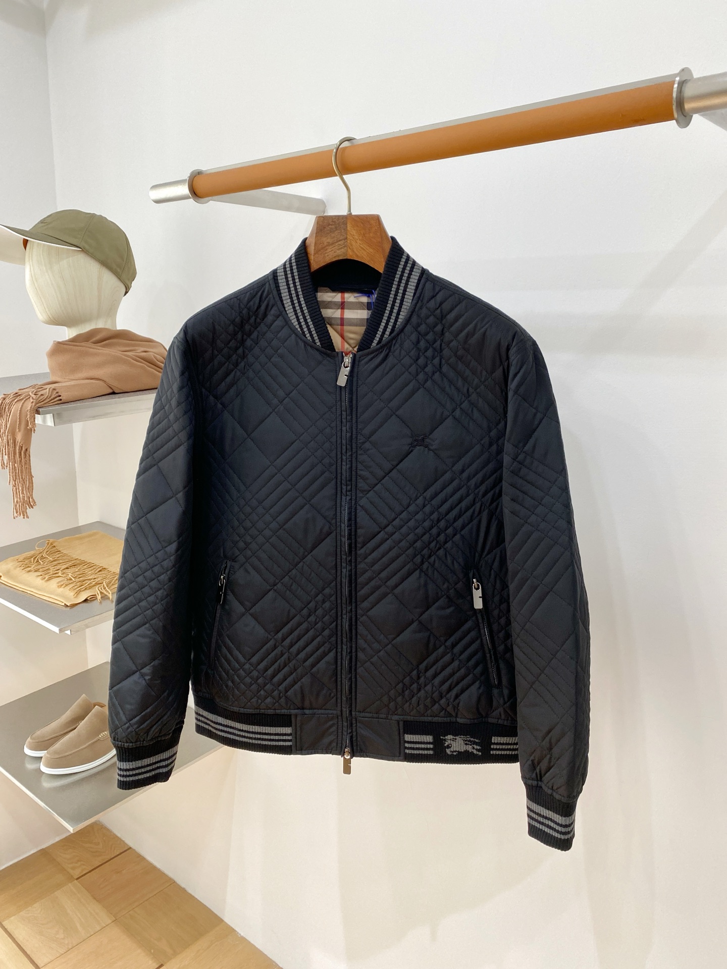 Burberry Black Quilted Bomber Jacket