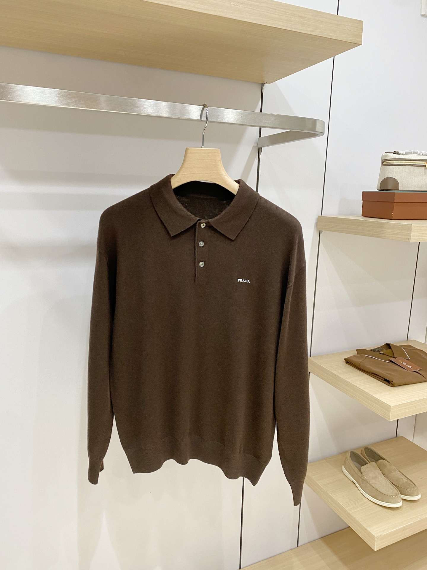 Prada Brown Collared Sweater
