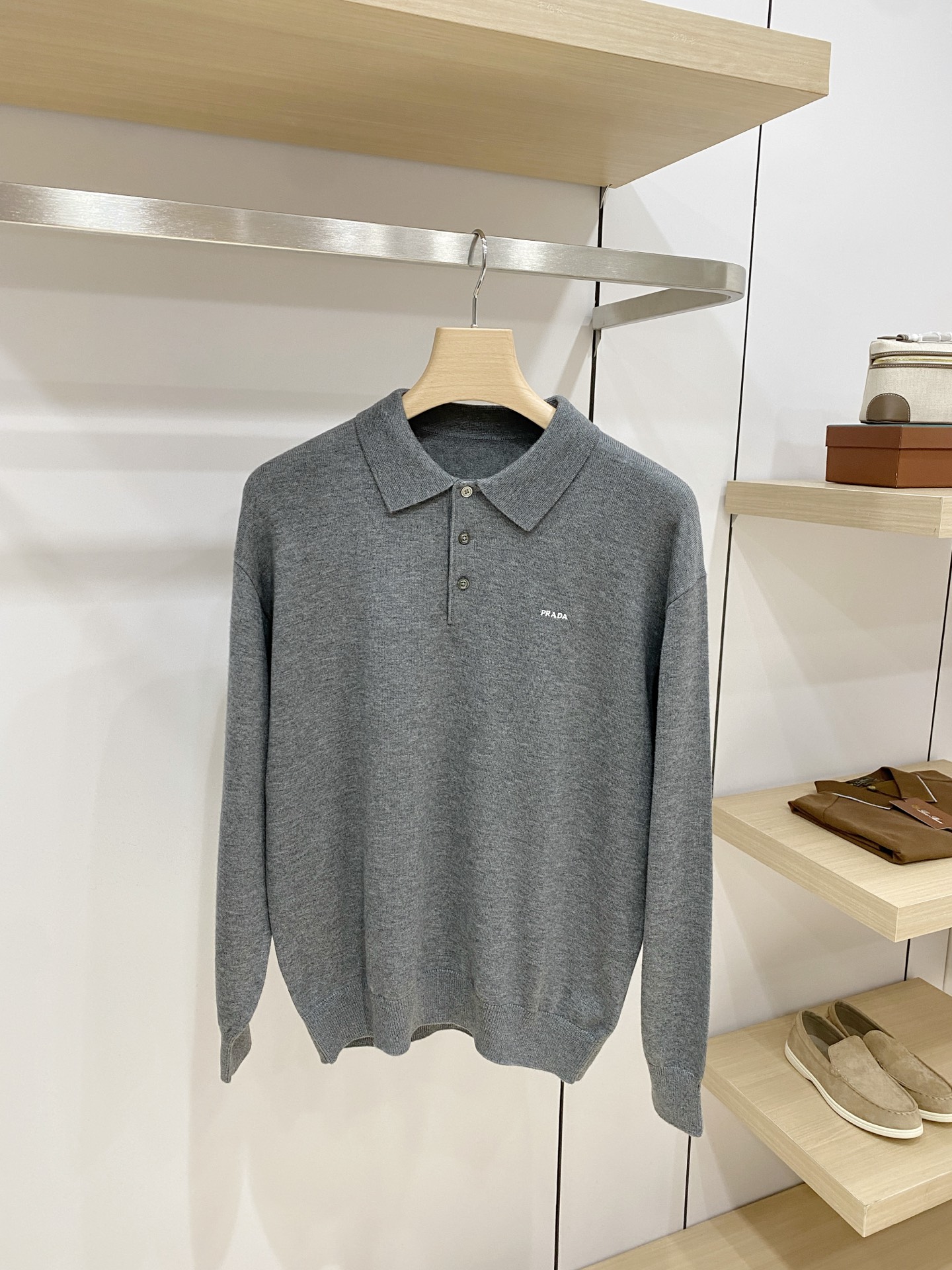 Prada Gray Collared Sweater