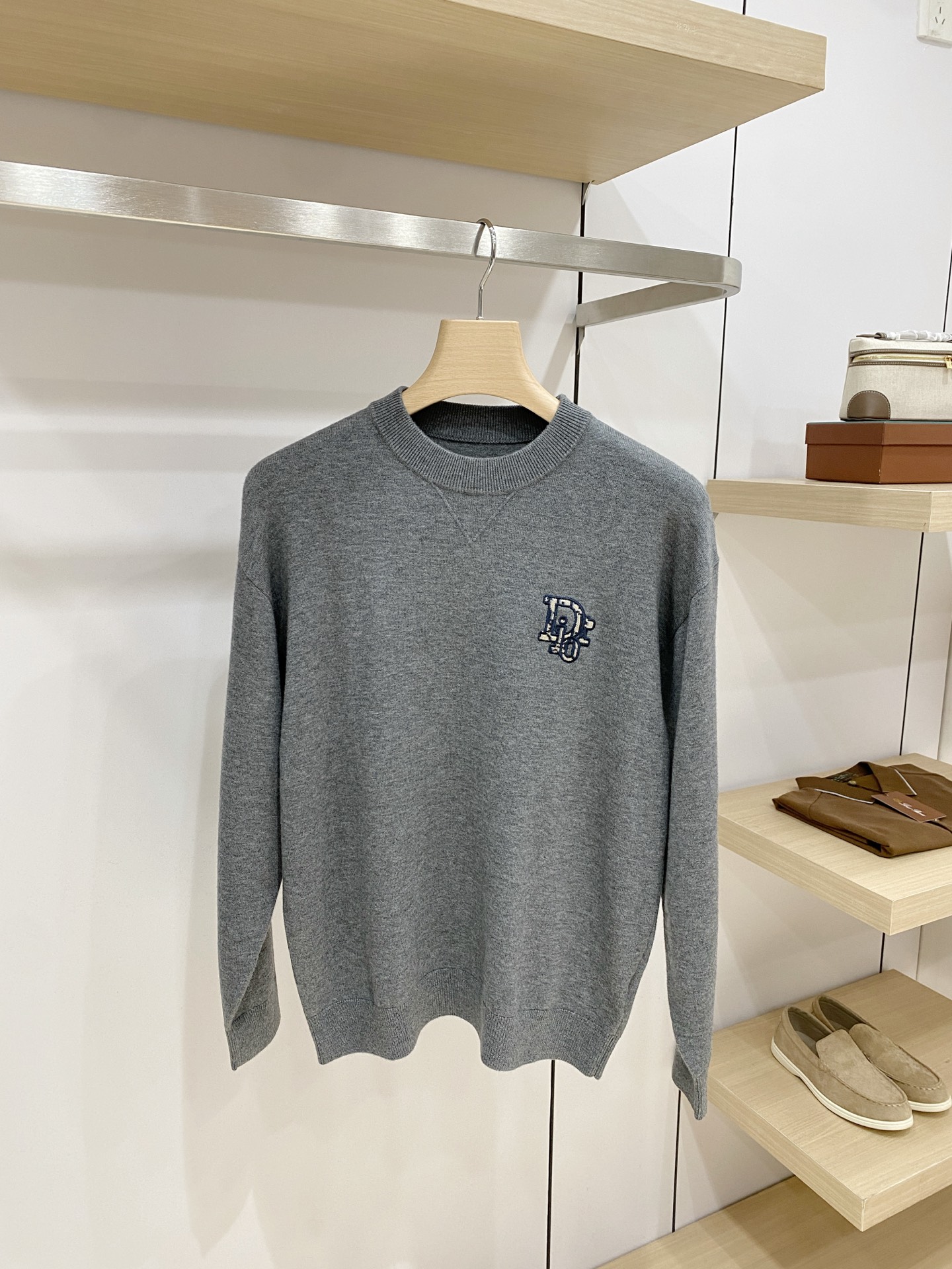 Dior Gray Logo Crew Neck Sweater