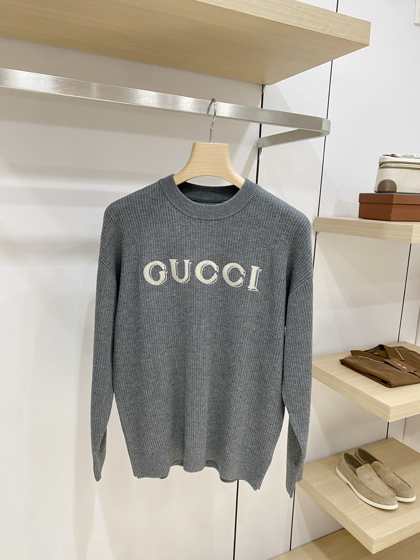 Gucci Gray Logo Crewneck Sweater