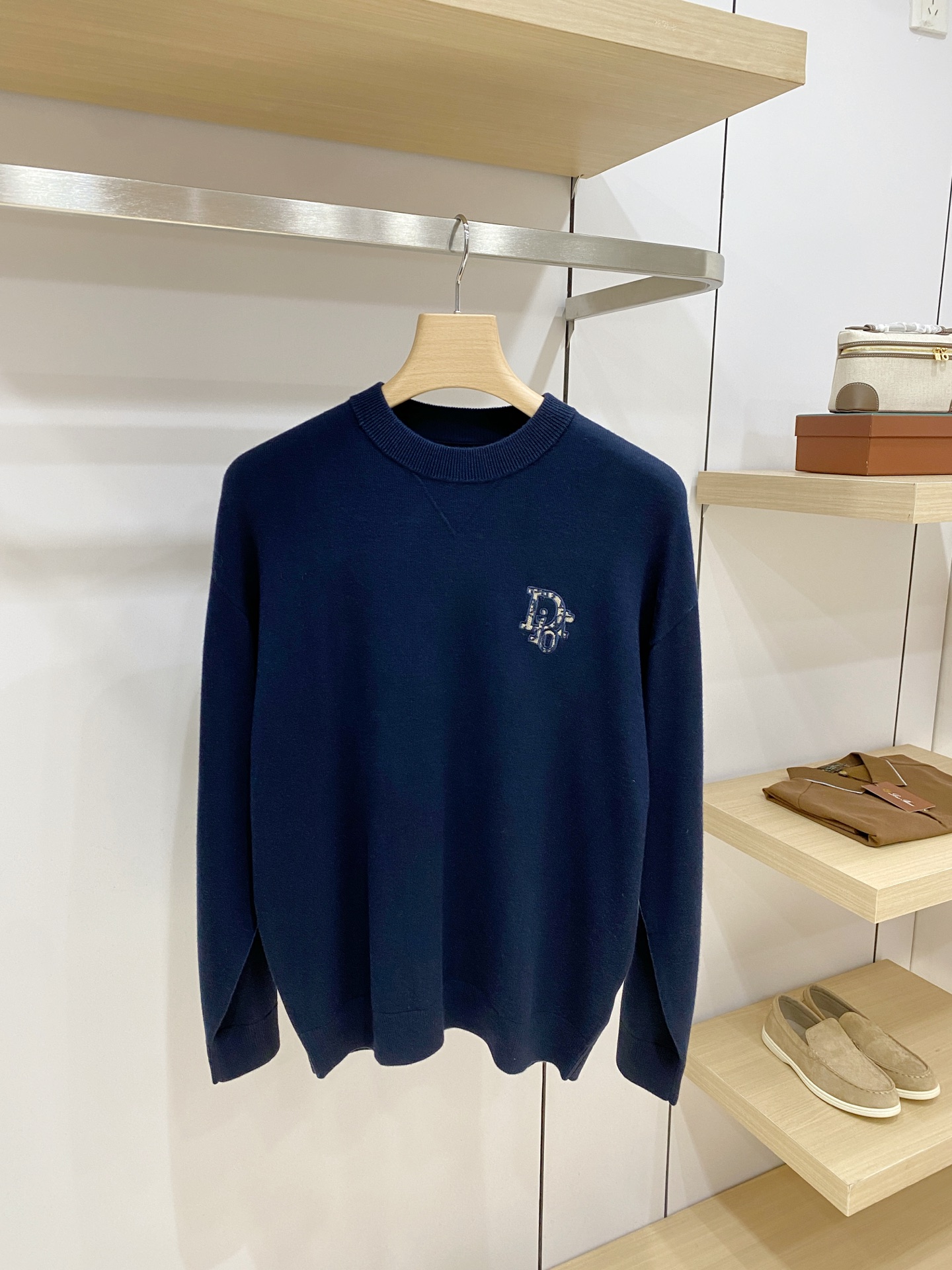 Dior Navy Logo Crew Neck Sweater