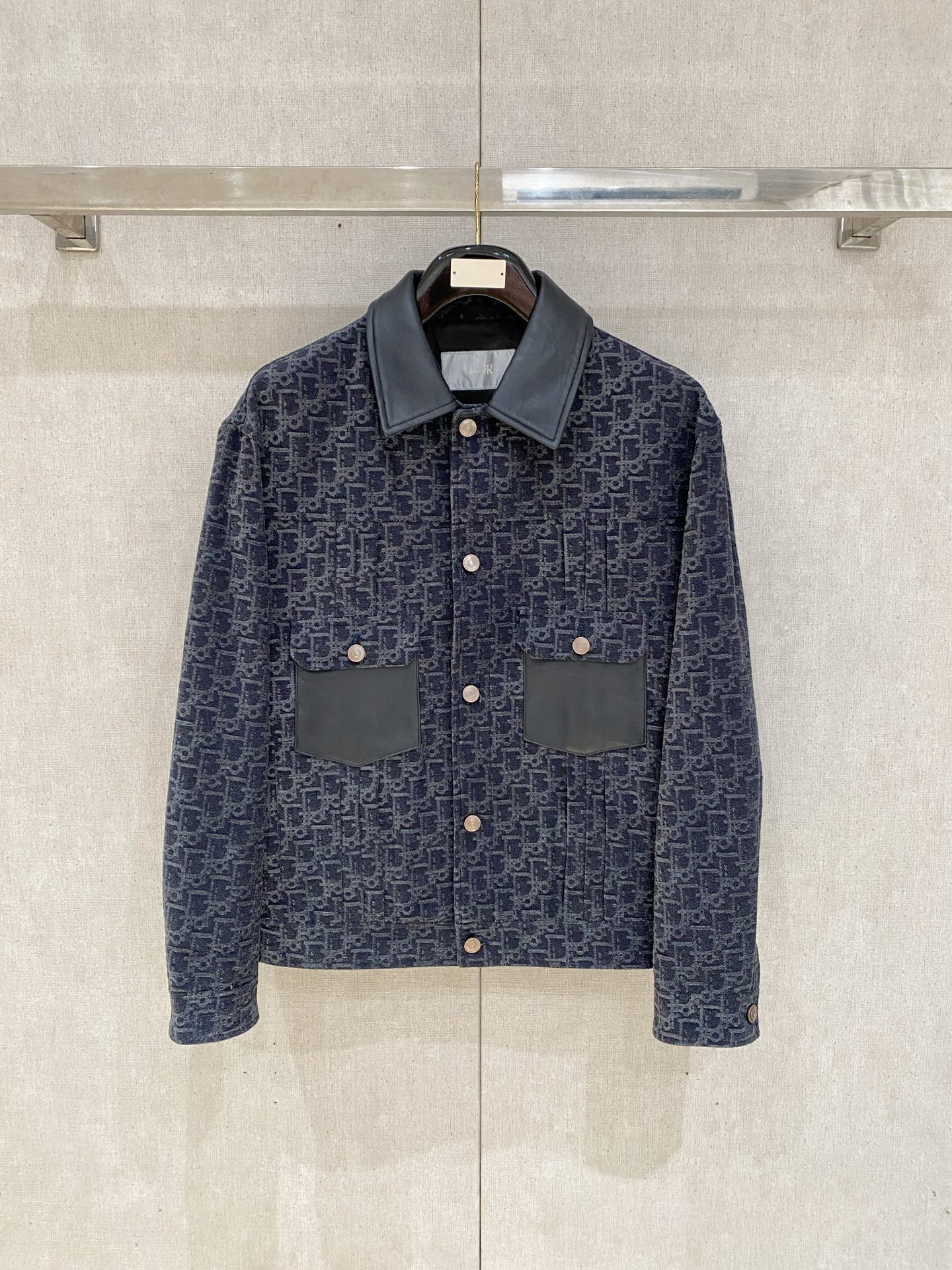 Dior Blue Monogram Button Front Jacket