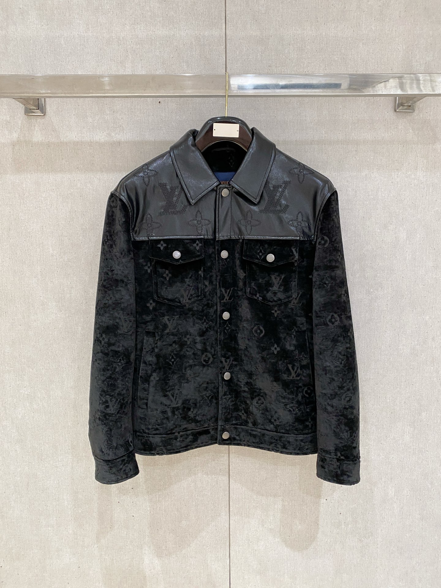 Louis Vuitton Black Monogram Button Jacket