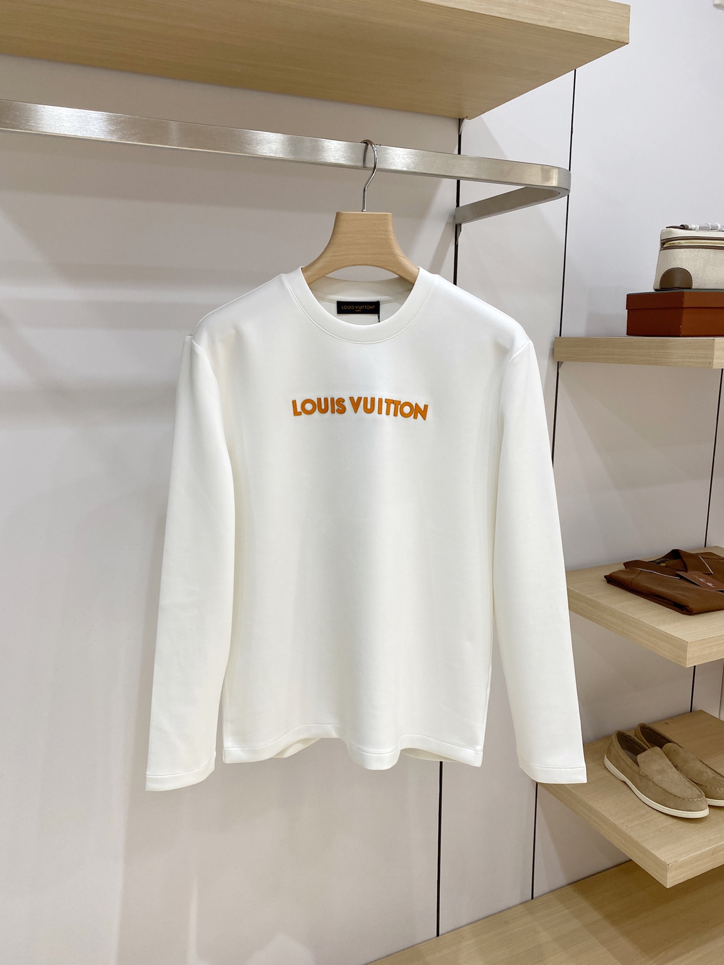 Louis Vuitton White Wordmark Long Sleeve T Shirt