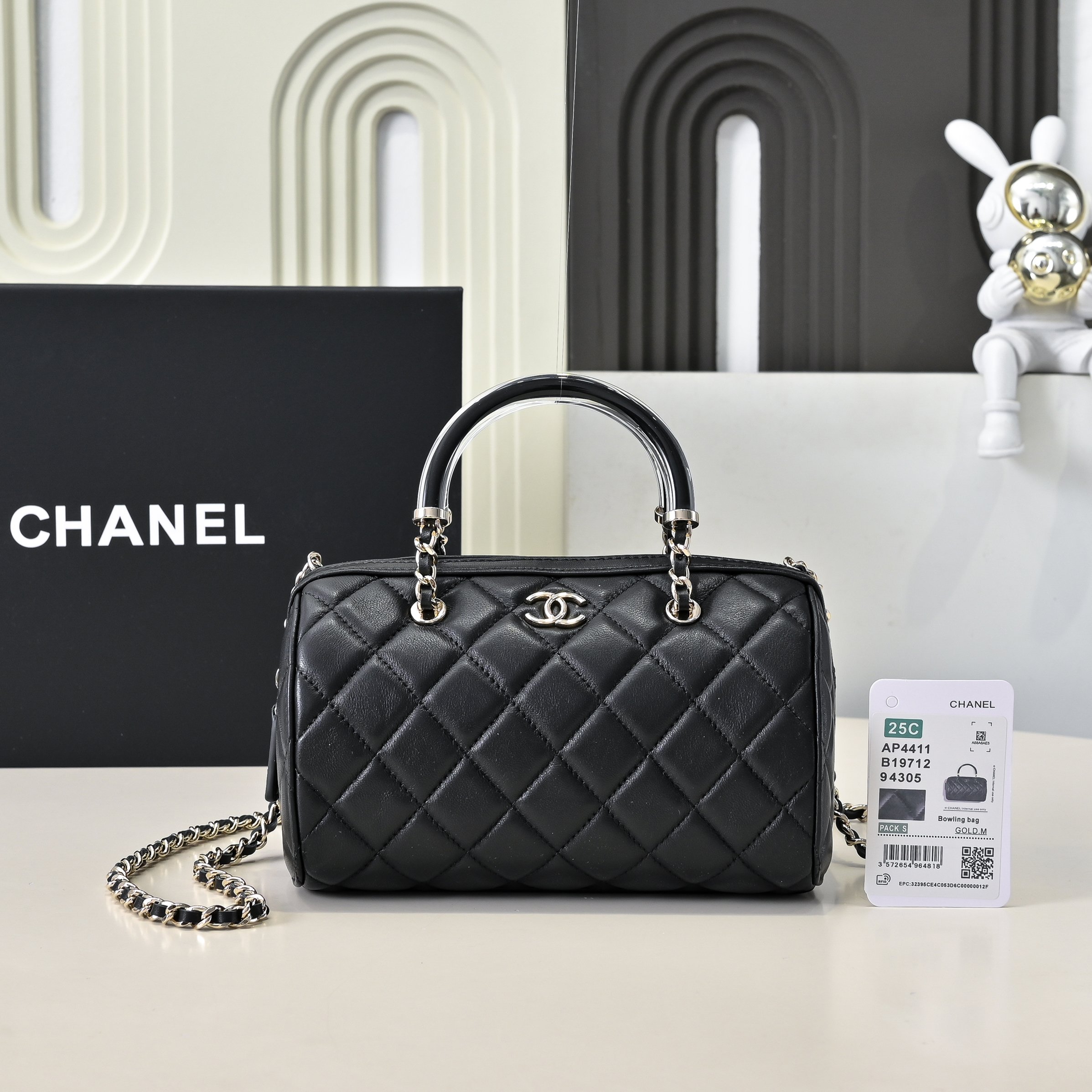 Serie 25C Early Spring [Happy] Mini bolso Boston Chane1 25C 👜 ¡La dama de oro negro es tan bonita! Un bolso con múltip…
