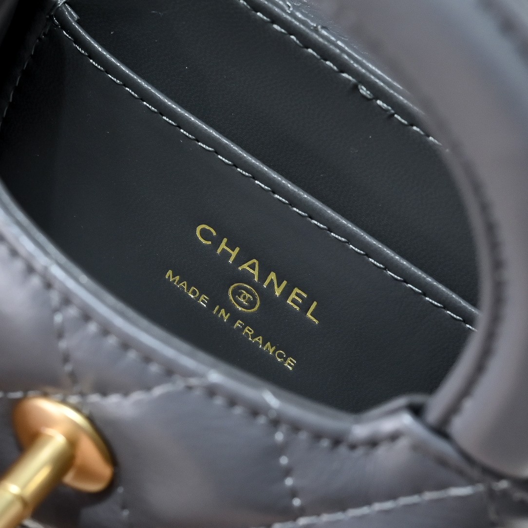 Chanel Style Grey Leather Top Handle Bag style reference detail image 8 from source 776489
