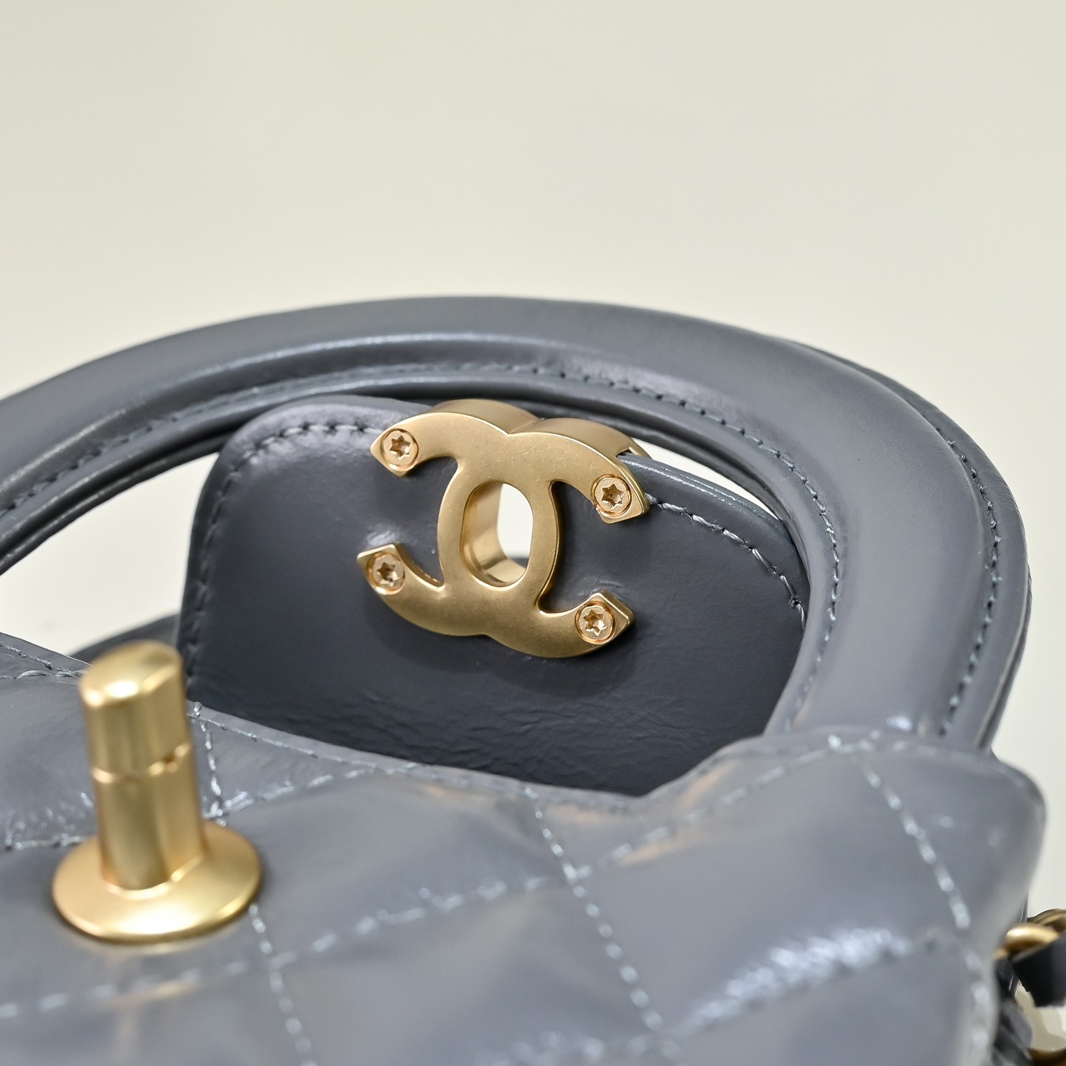 Chanel Style Grey Leather Top Handle Bag style reference detail image 5 from source 776489