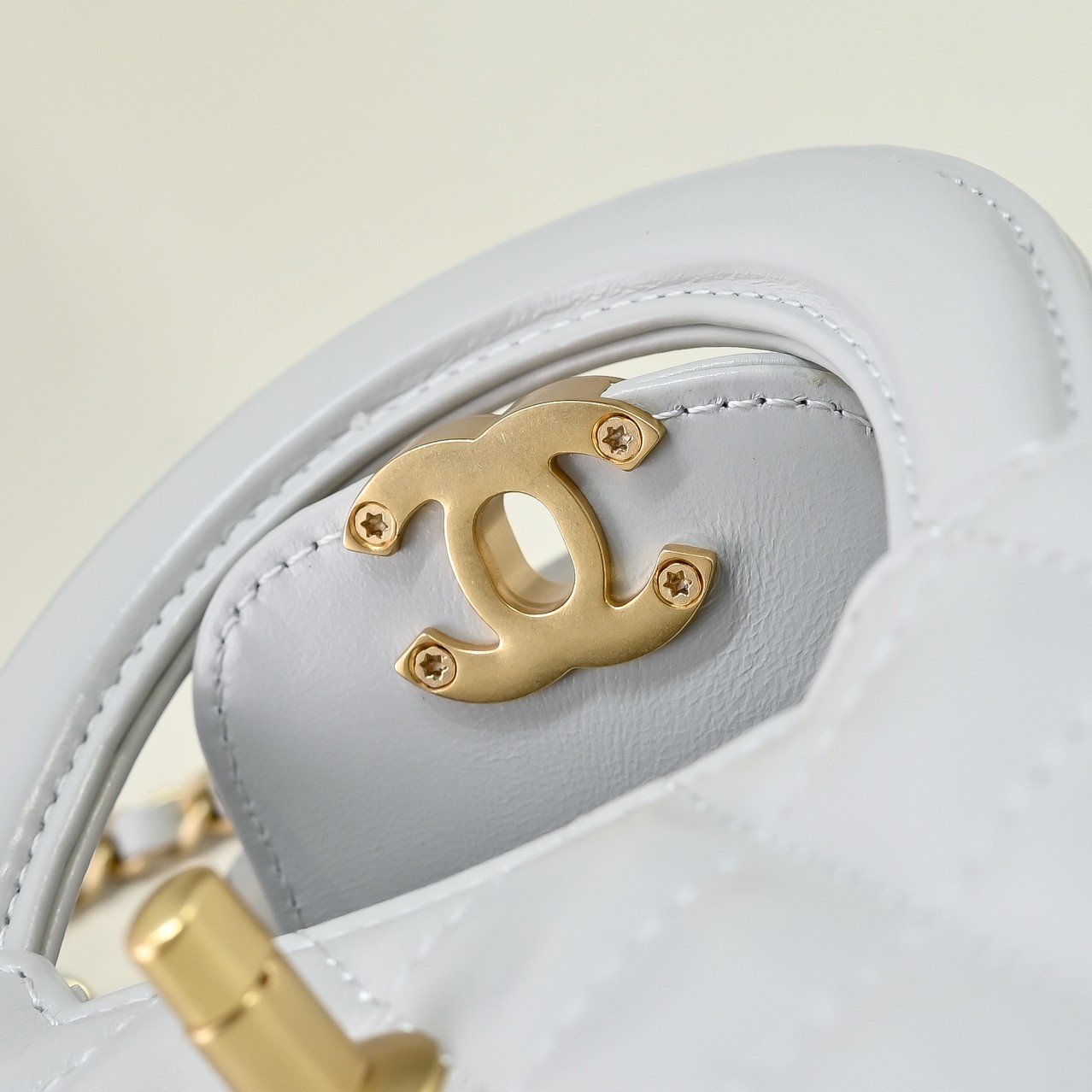 Chanel Style Grey Leather Top Handle Bag style reference detail image 6 from source 776490
