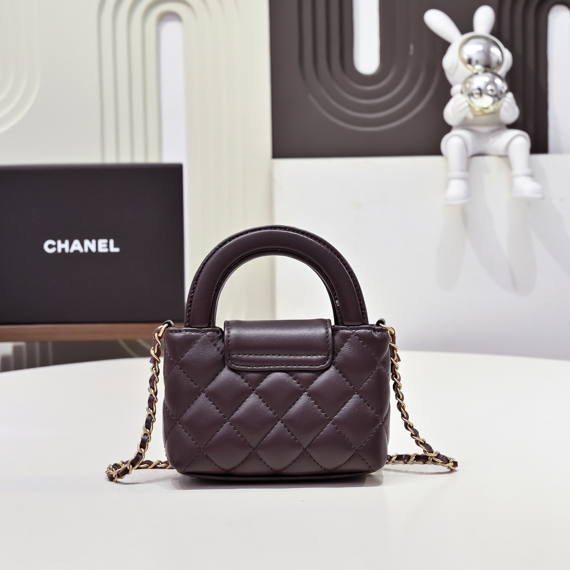 Chanel Style Brown Leather Top Handle Bag Lookbook Reference image 1