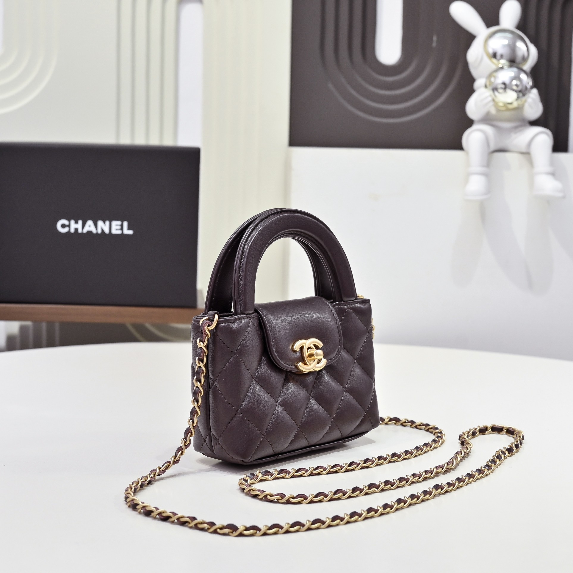 Chanel Style Brown Leather Top Handle Bag Lookbook Reference image 2