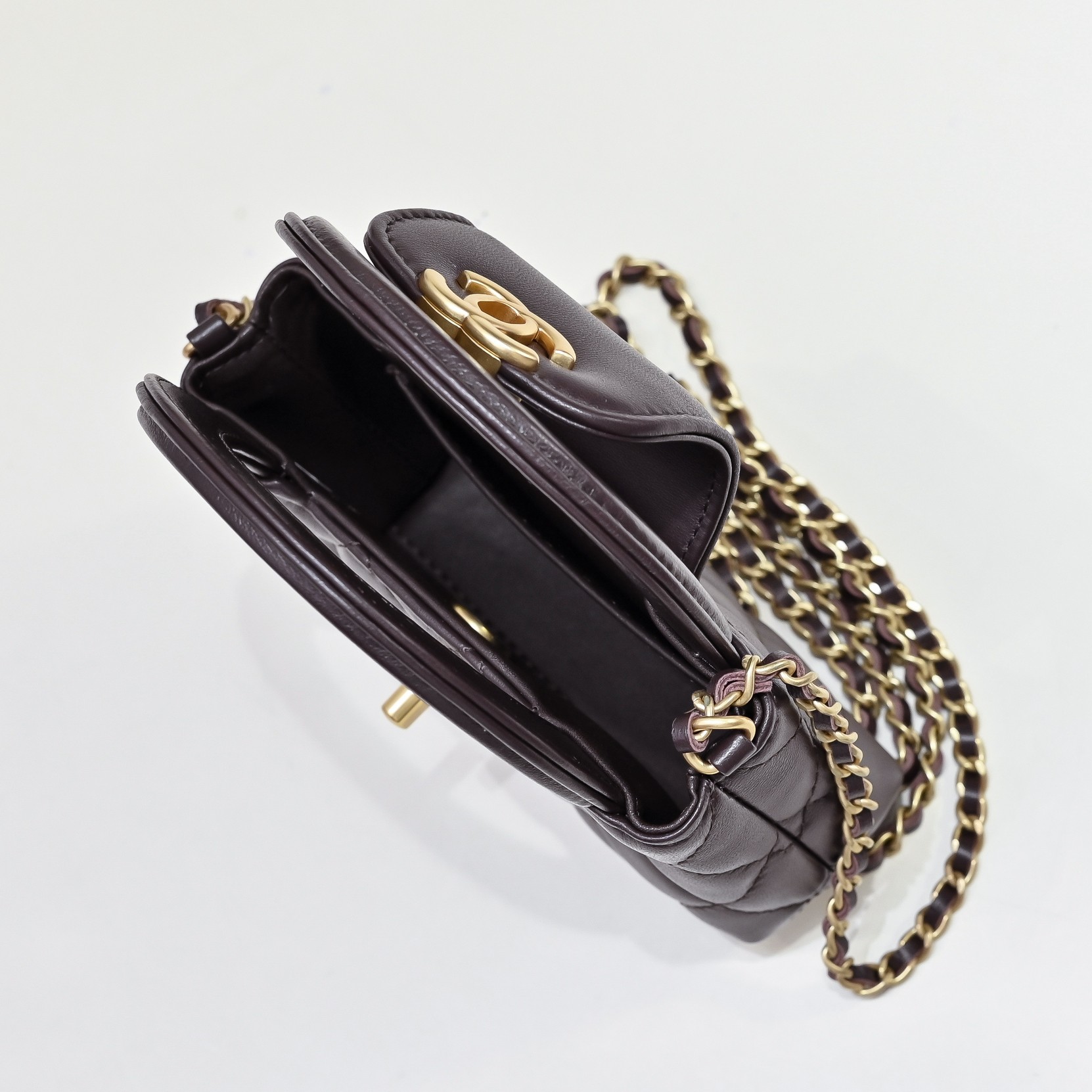 Chanel Style Brown Leather Top Handle Bag style reference detail image 6 from source 776491