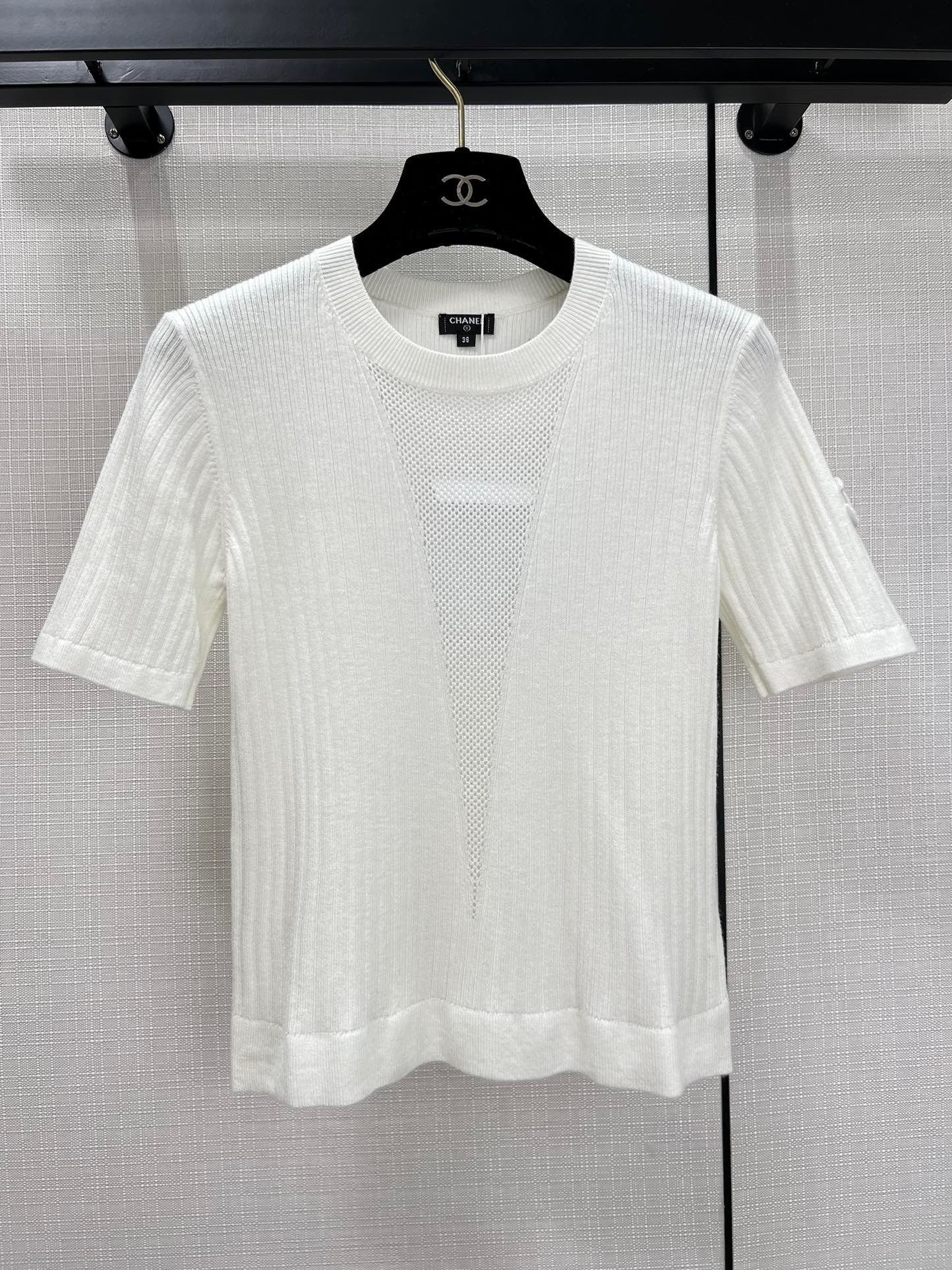 Chanel Clothing Shirts & Blouses White Openwork Knitting