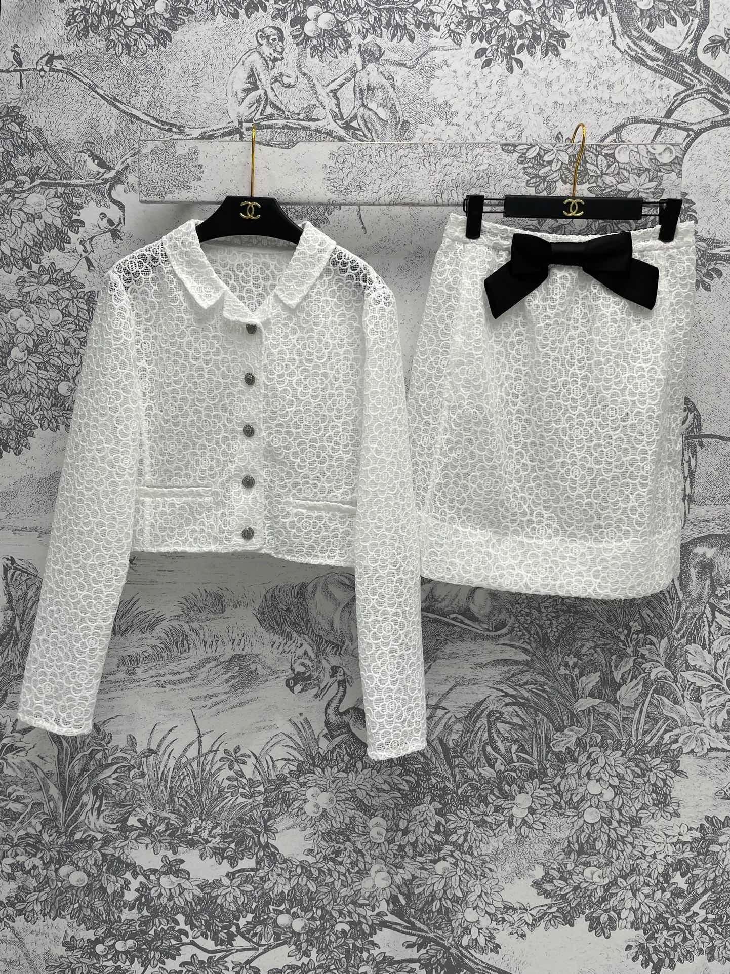 Diseñador de réplica alta
 Chanel Ropa Camisas y blusas Faldas Bordado Tejidos malla Colección primavera – verano Casual
