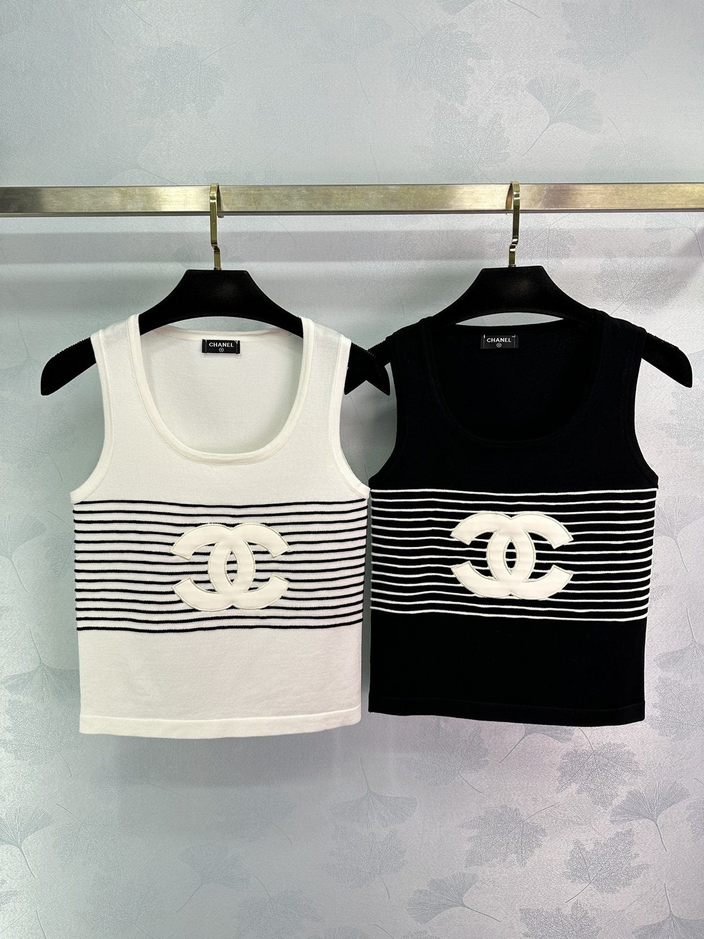Chanel Clothing Tank Tops&Camis Black White Knitting Spring Collection Fashion