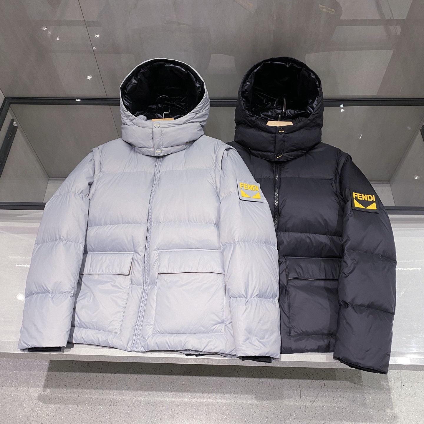 (新品)可卸帽，LL可托袖！FD衣袖Logo提花兽怪托袖可马甲羽绒服外货公司精品渠道订单臻选Longue