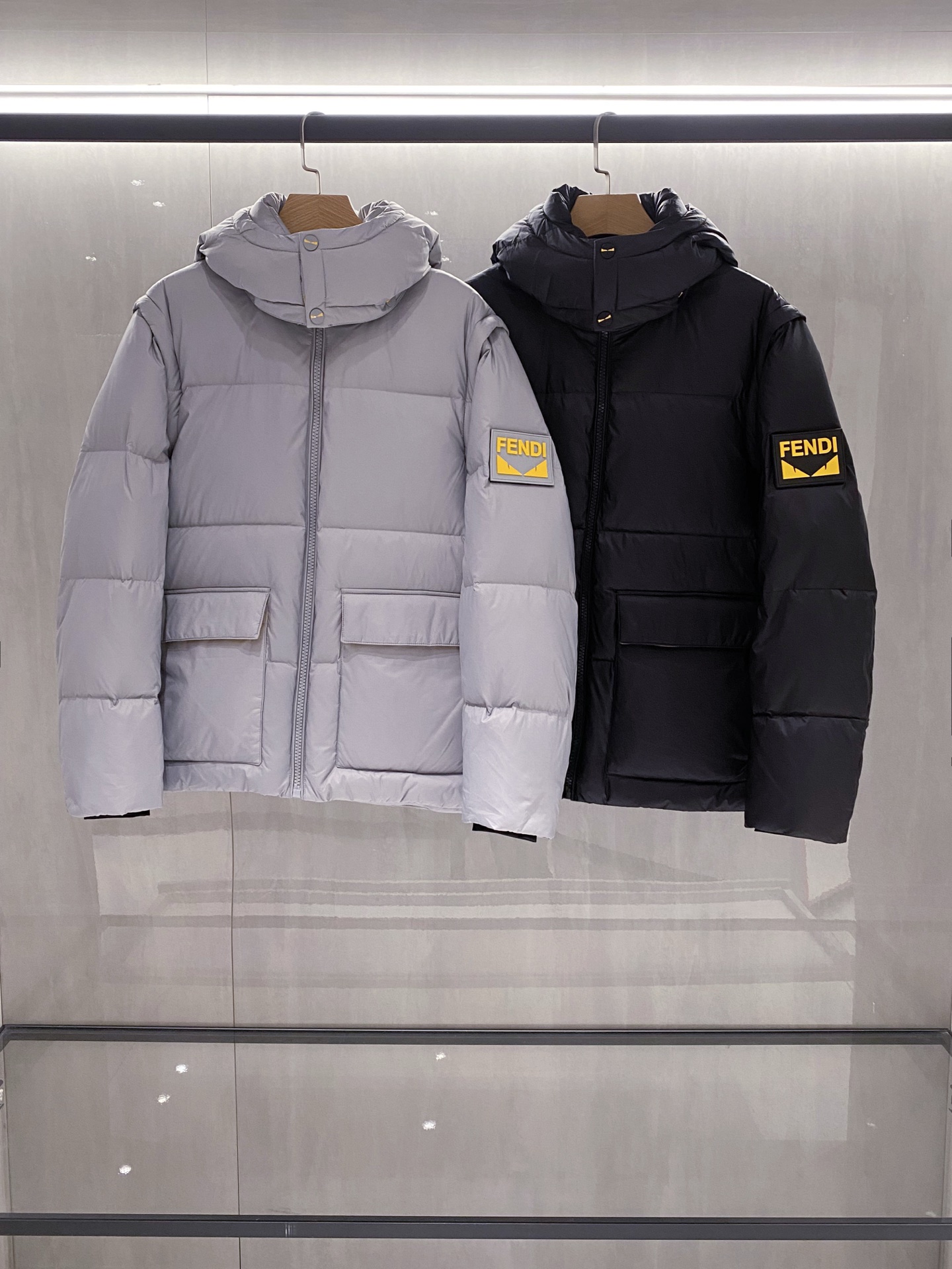 (新品)可卸帽，LL可托袖！FD衣袖Logo提花兽怪托袖可马甲羽绒服外货公司精品渠道订单臻选Longue