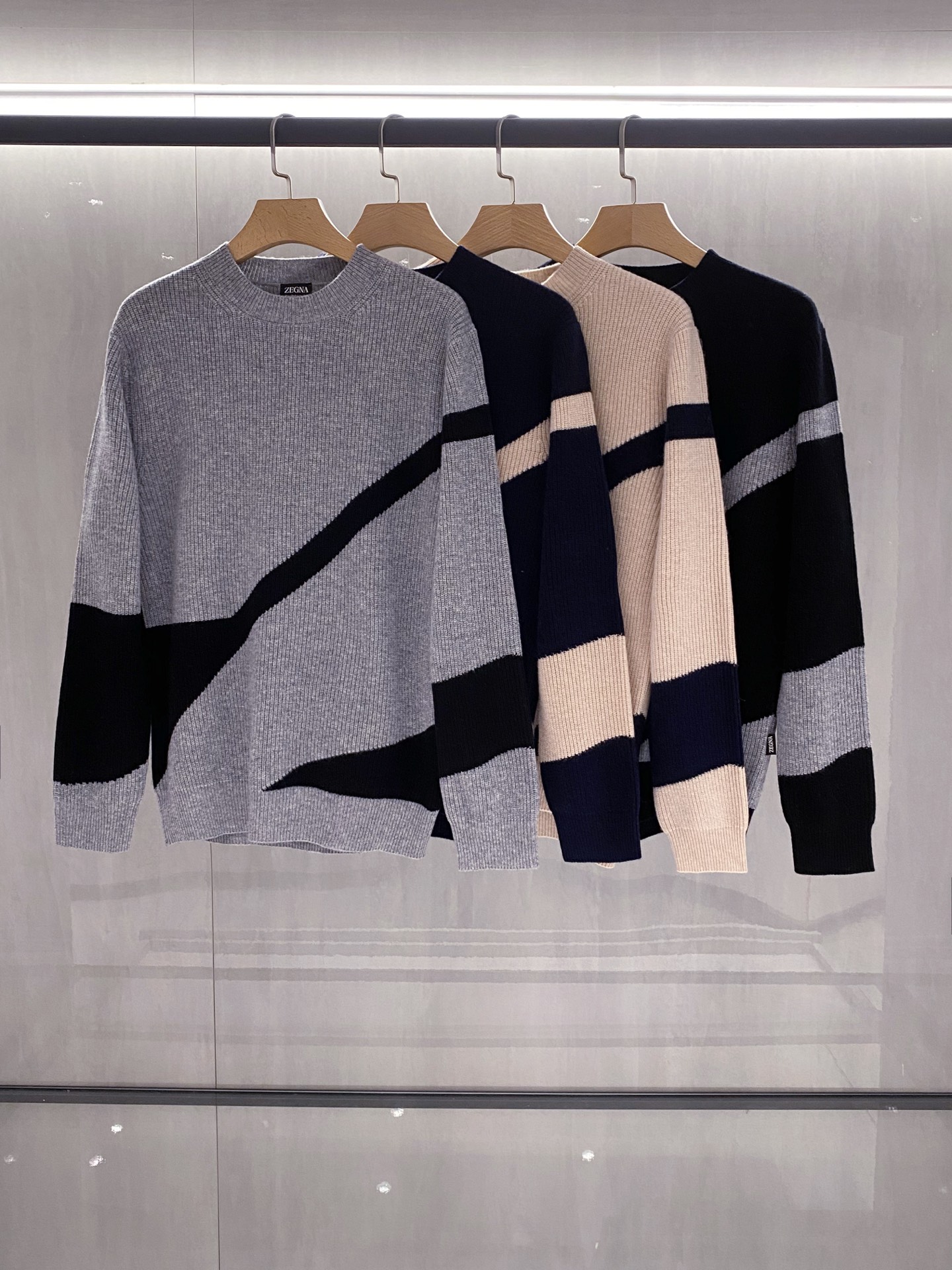 Luxe Heren Trui met Kleurblokdesign, Premium Wolmix - Eigentijdse Stijl
